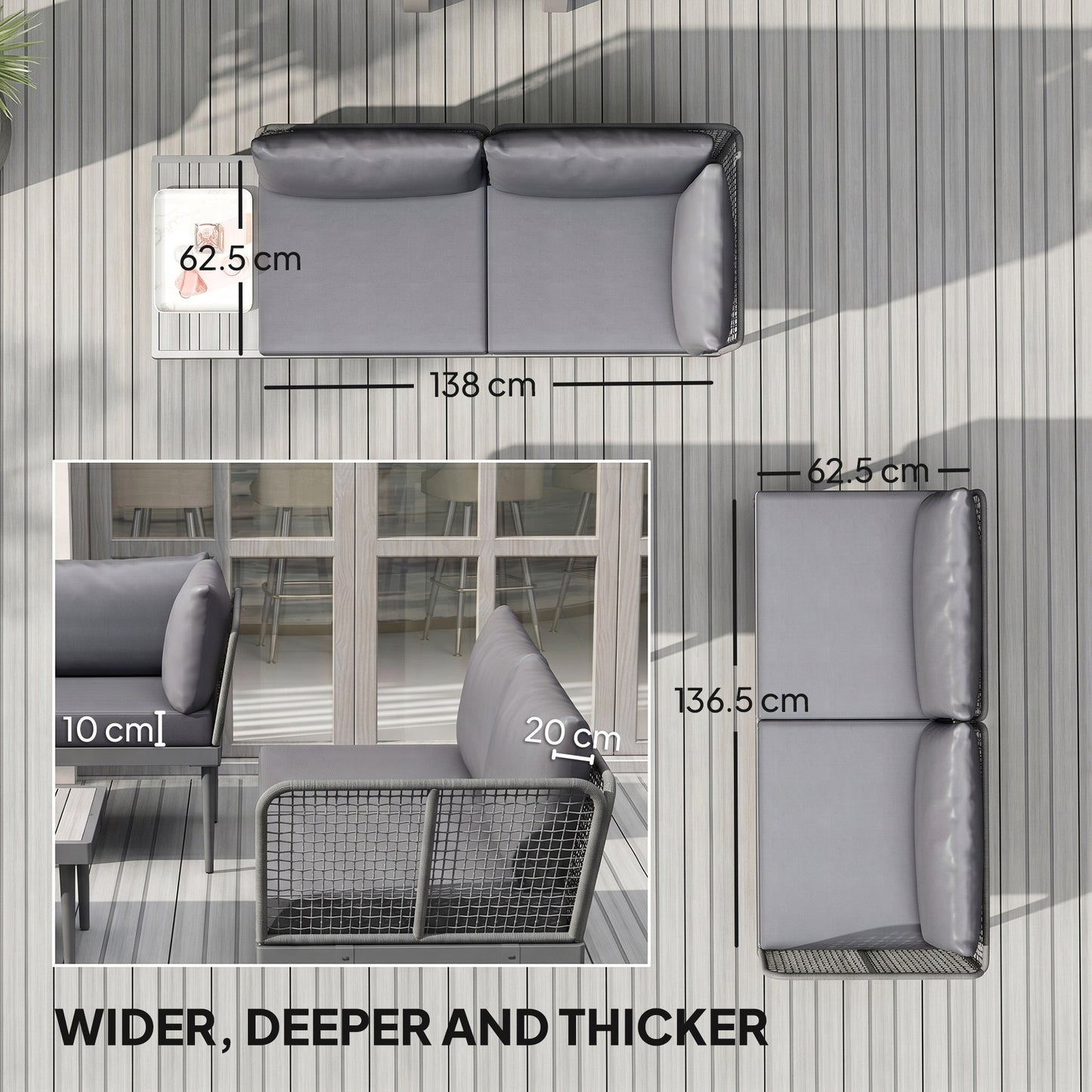 Thee-Piece 'L' Rattan Sofa Set