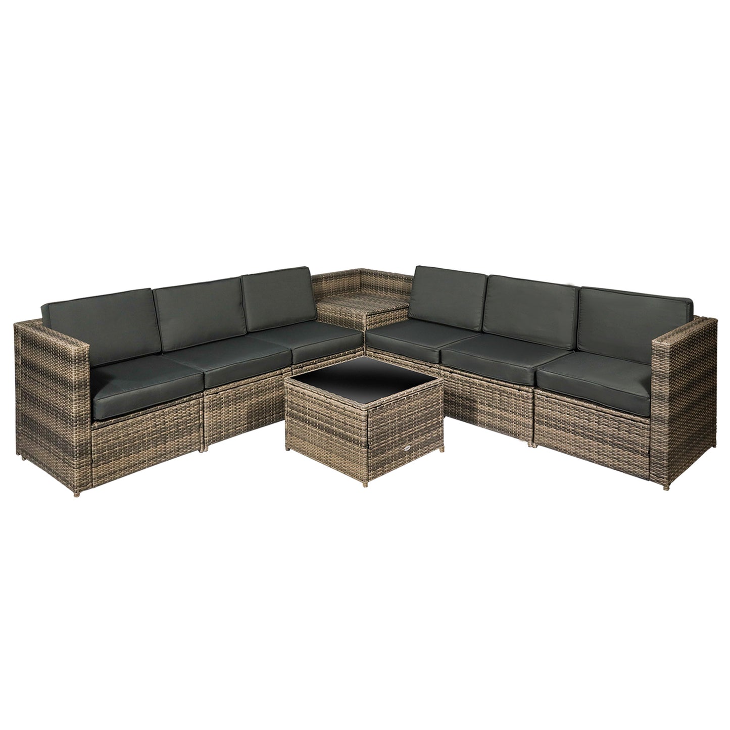 8 Pieces Outdoor PE Rattan Sofa Set with Cushions