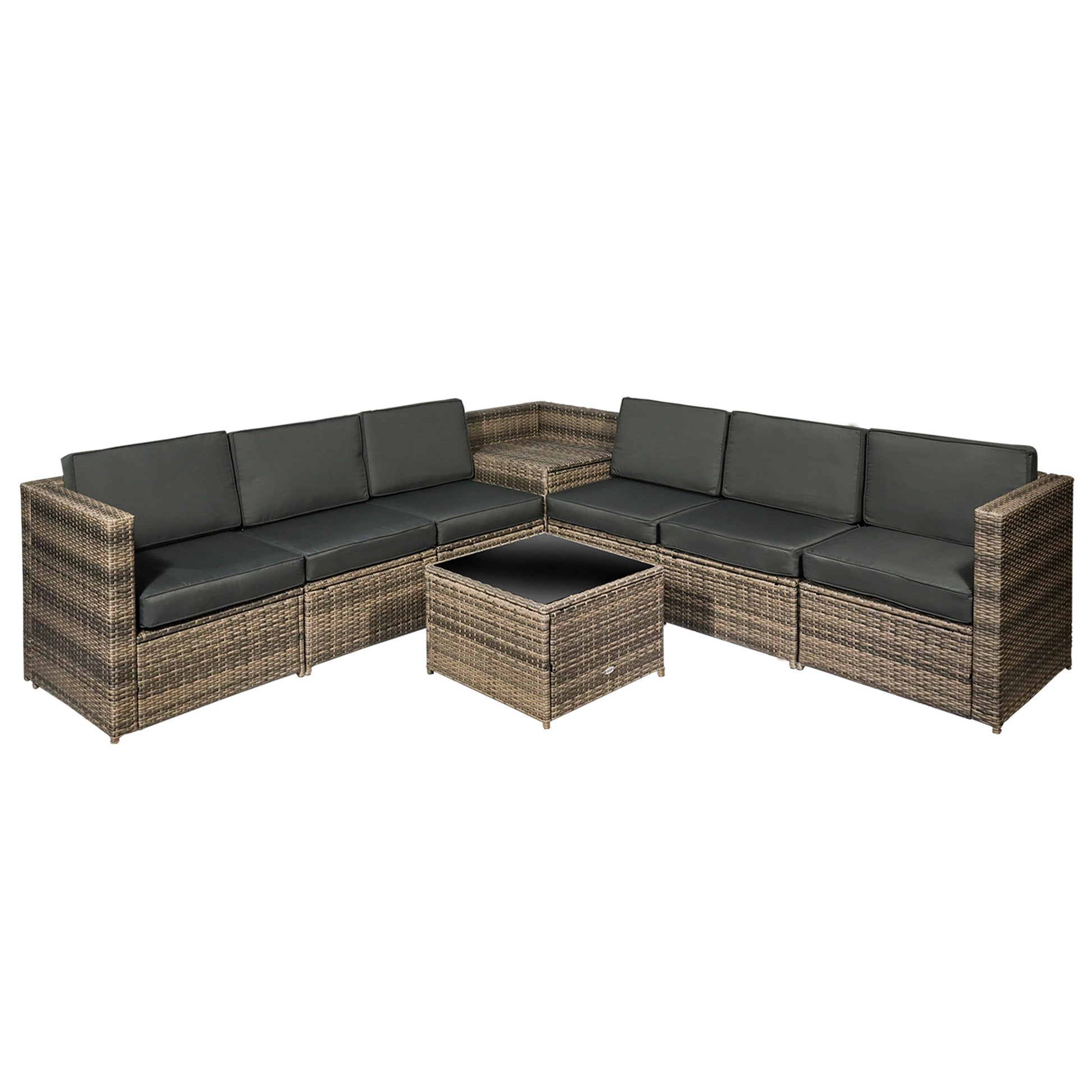 8 Pieces Outdoor PE Rattan Sofa Set with Cushions