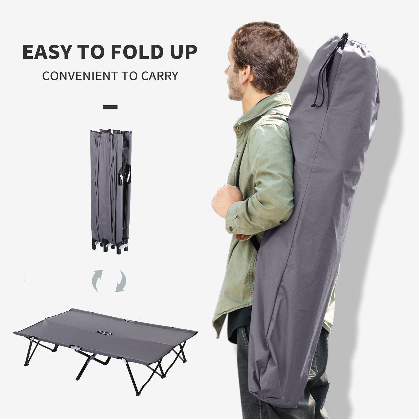 Double Camping Cot Bed, with Bag