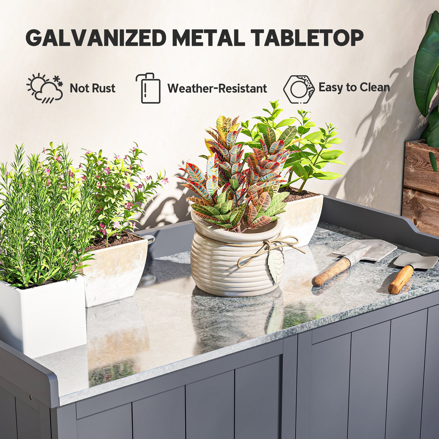 Wood Garden Storage Cabinet, Outdoor Tool Shed