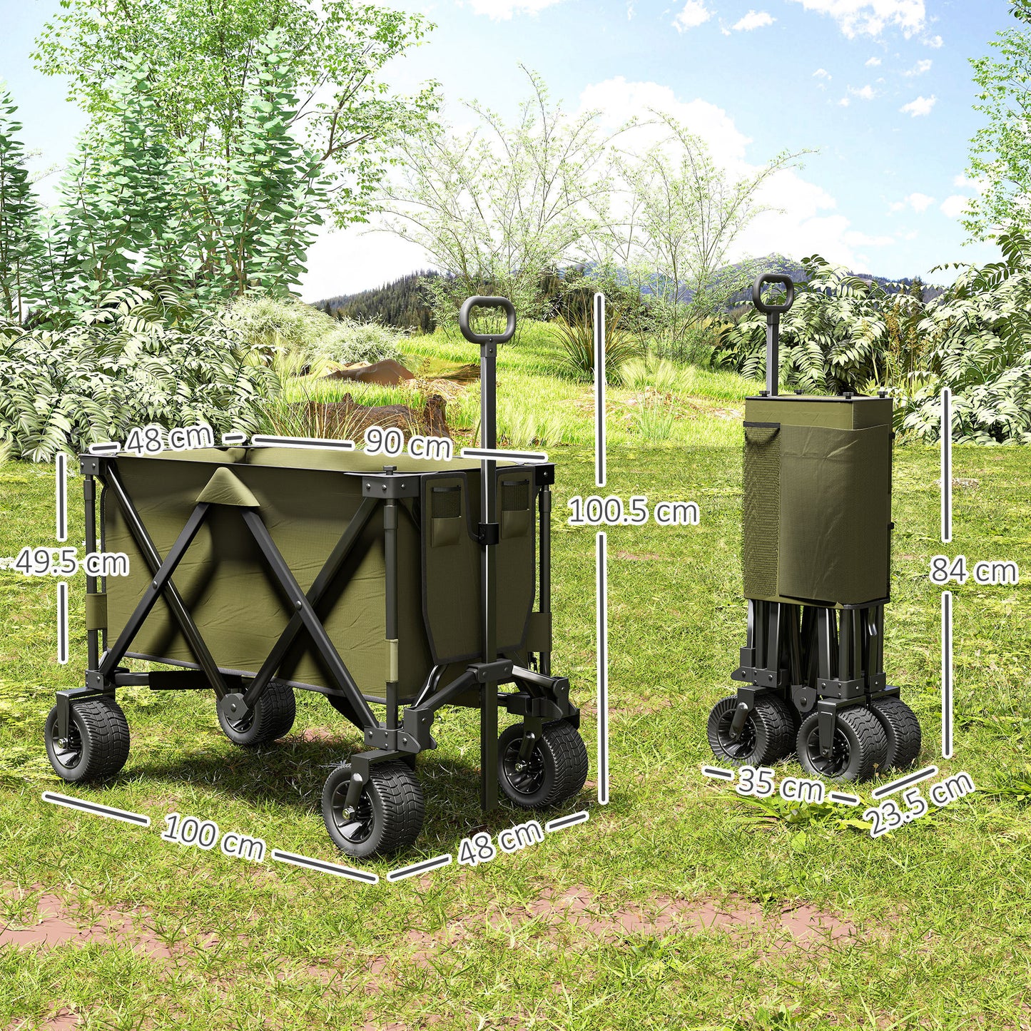Folding Garden Trolley, Cargo Traile on Wheels