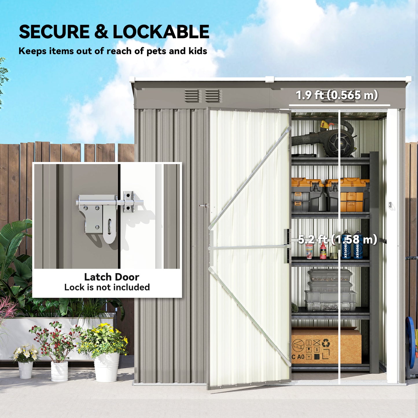 5 x 3 ft Lean-to Garden Shed