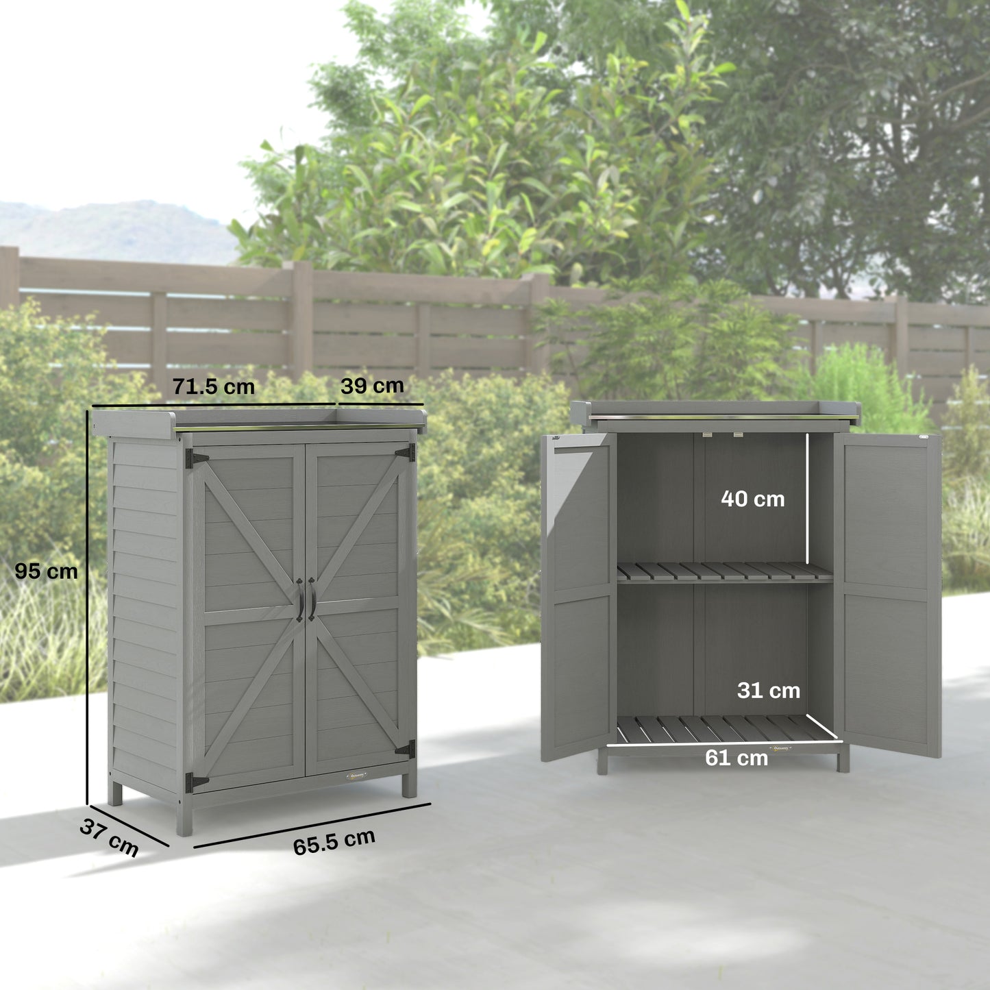 Wooden Garden Shed, Garden Tool Storage Shed with Shelf