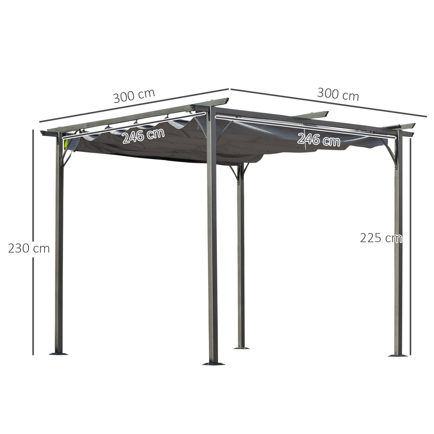 3 x 3(m) Metal Retractable Pergola