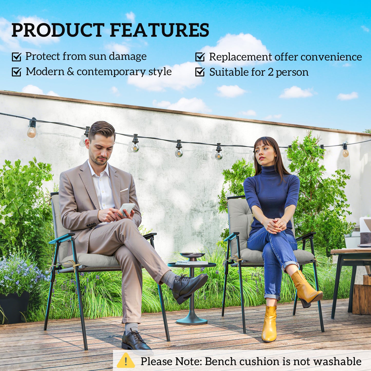 Set of Two Outdoor Seat Cushions