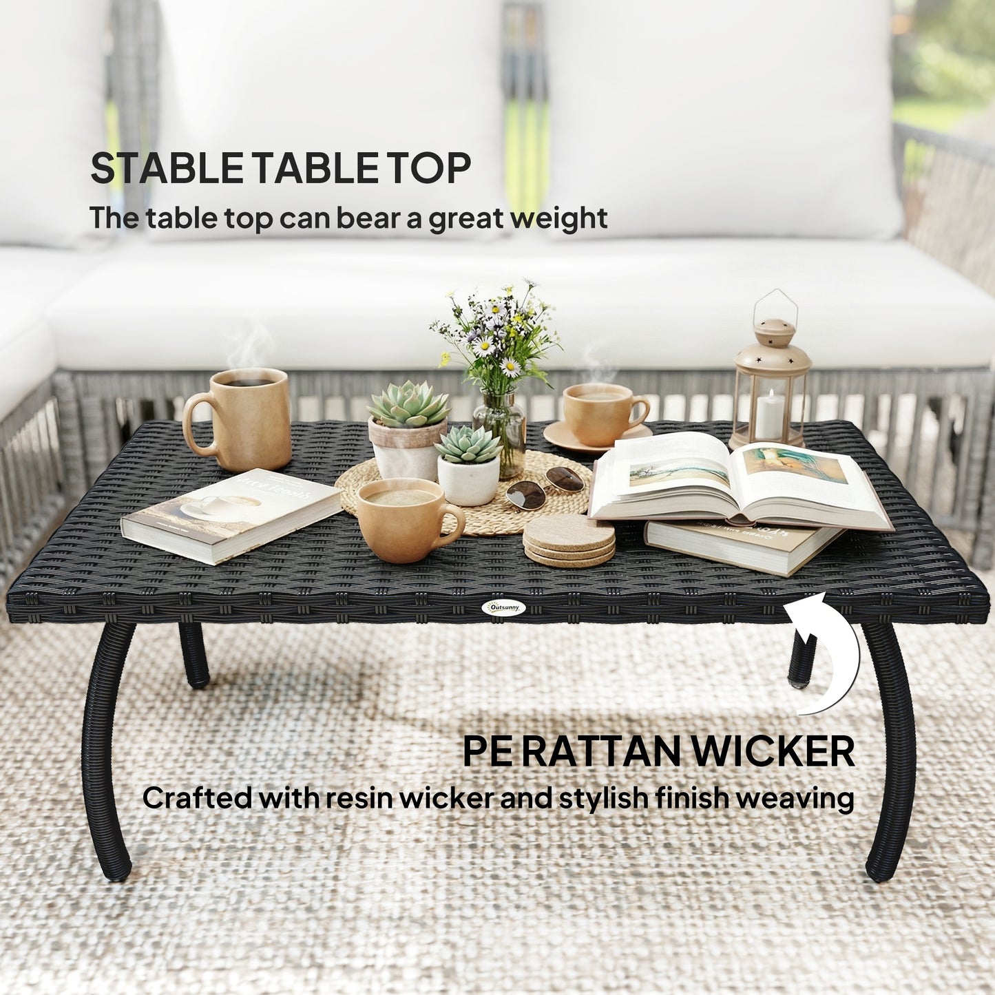 PE Wicker Rattan Garden Coffee Table (1)