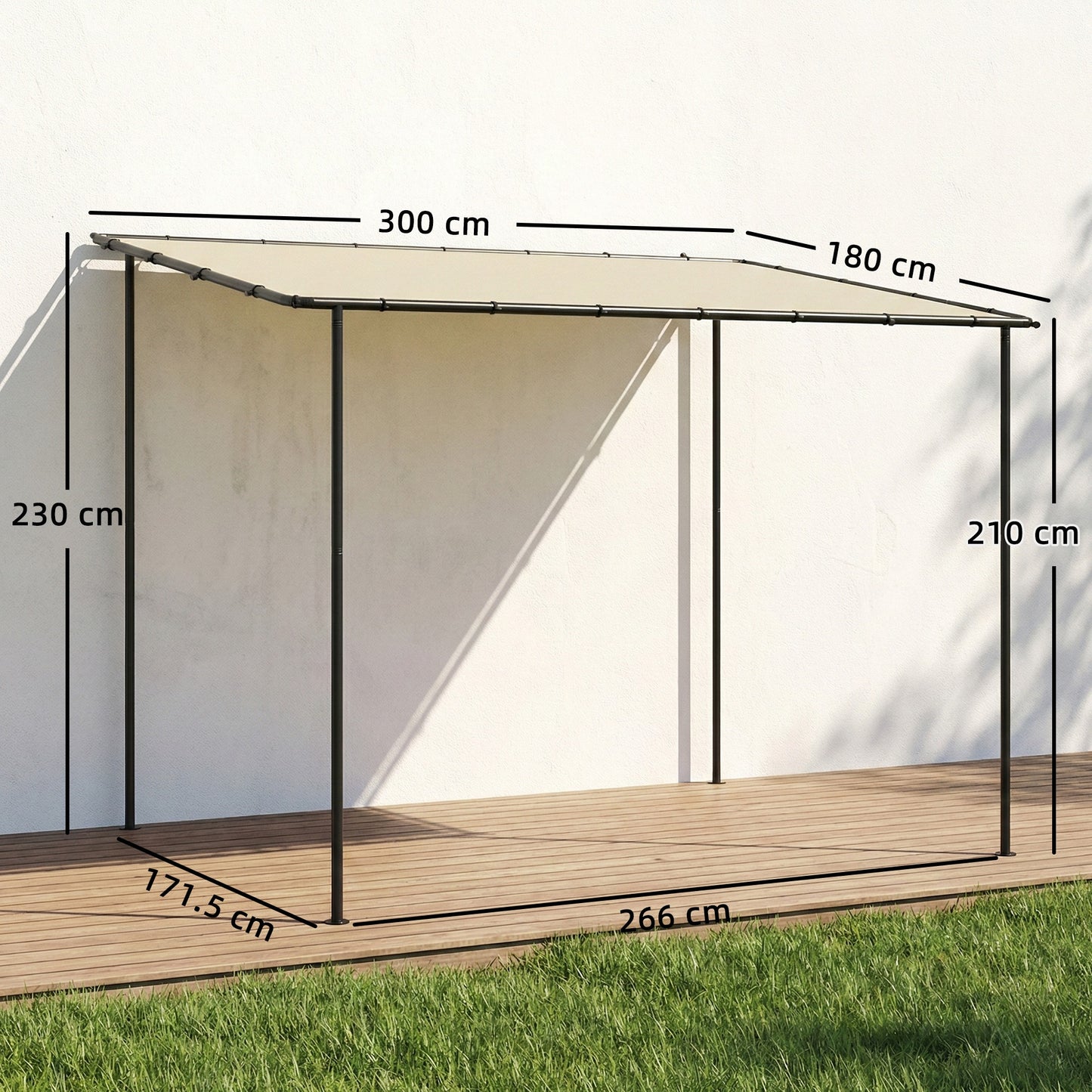 3 x 2 m Lean to Garden Pergola