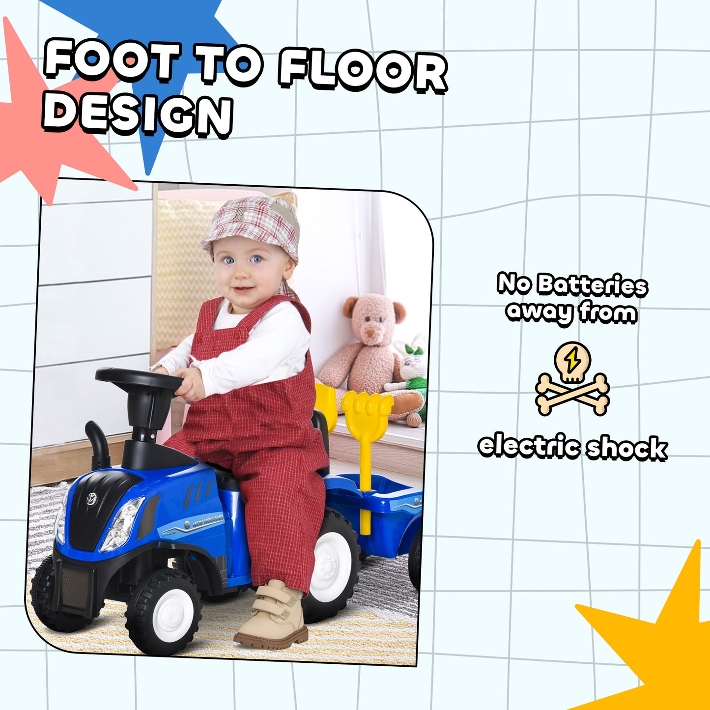Ride On Tractor Toddler Walker Foot To Floor Slider w/ Horn Storage