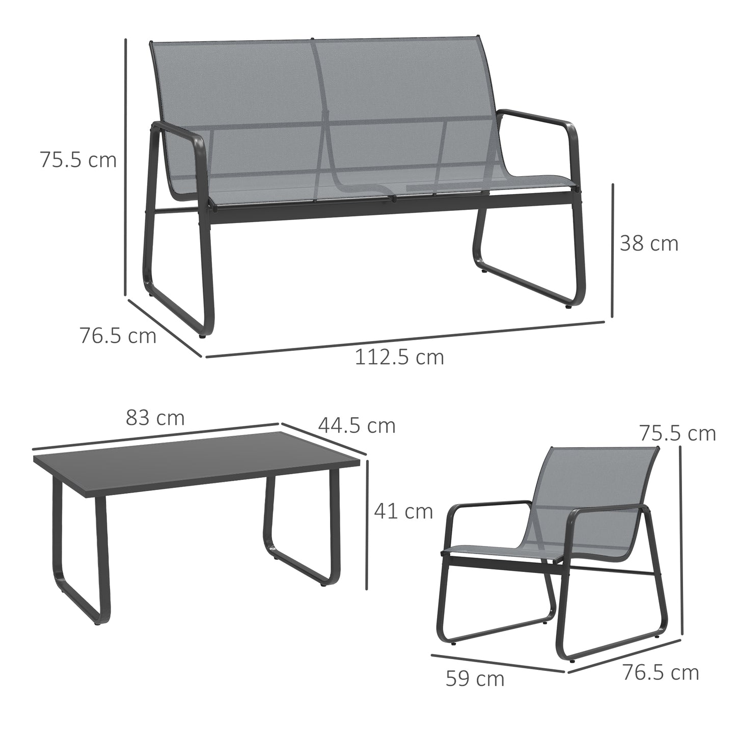 Four-Piece Minimalistic Garden Sofa Set