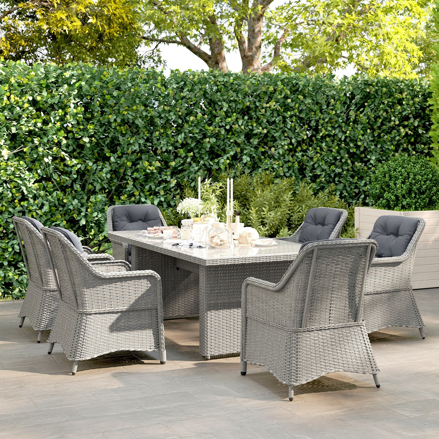 Seven-Piece Rattan Dining Set (1)