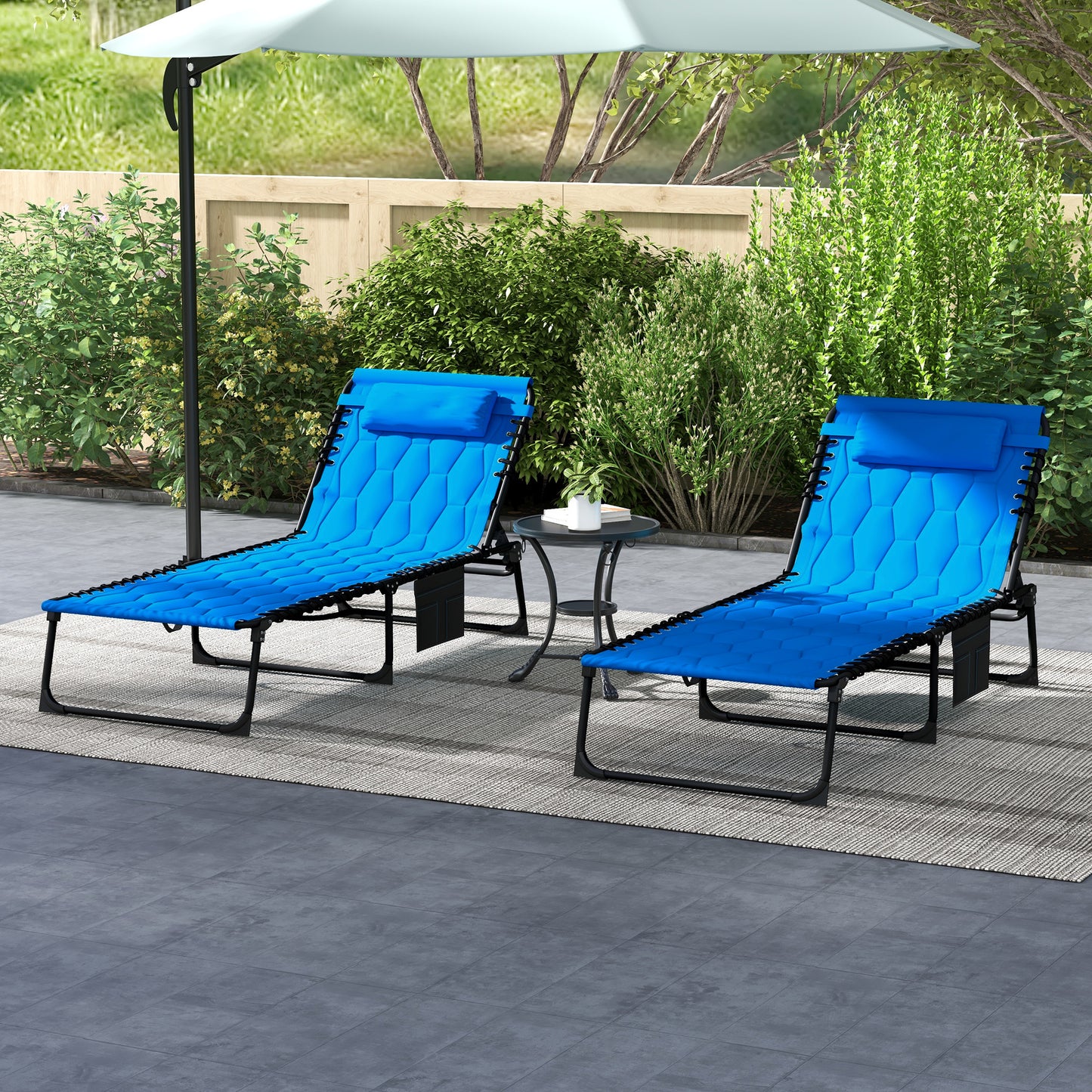 Set of Two Sun Loungers, with Five-Position Reclining Backs