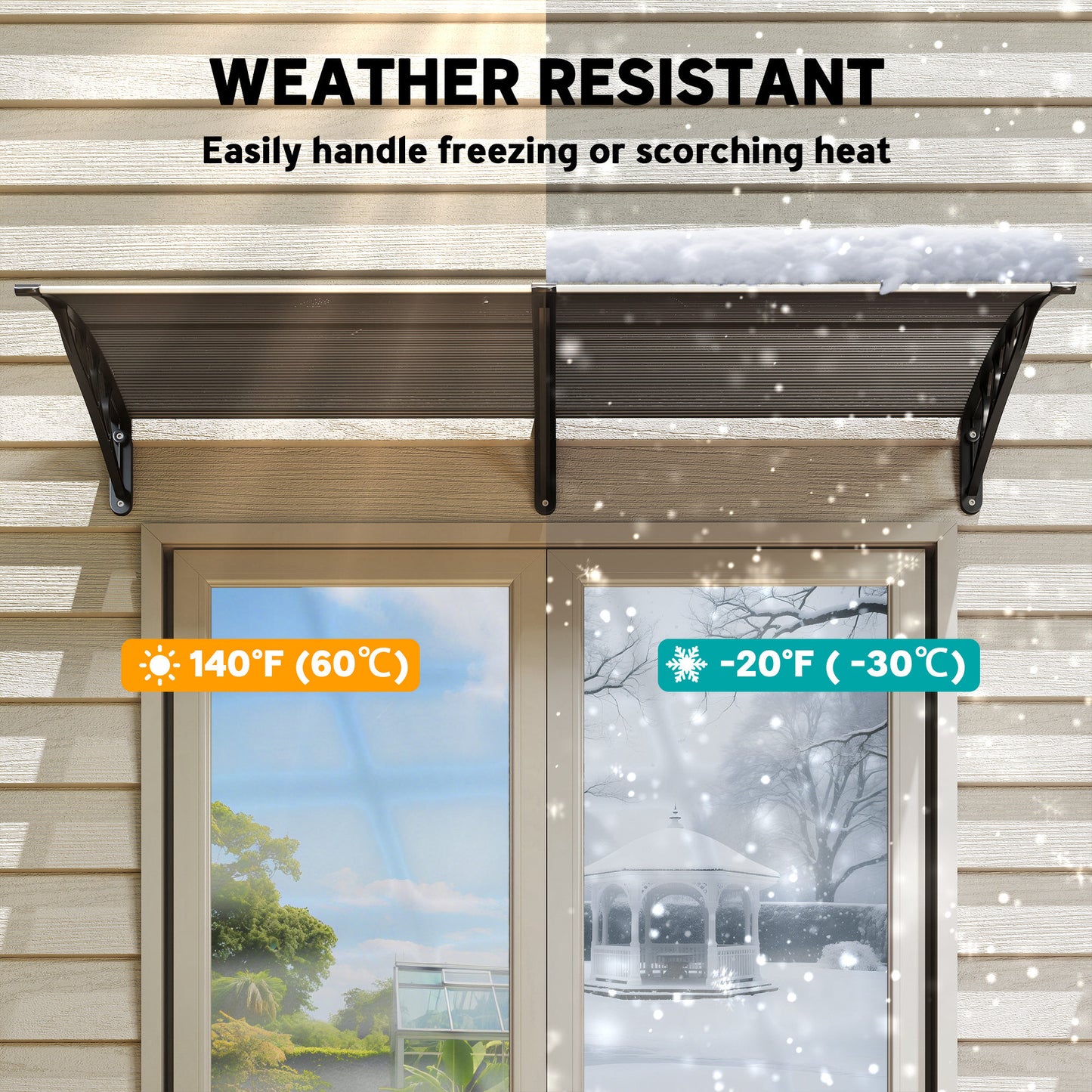 Front Door Canopy Outdoor Awning Aluminium Rigid Plastic (1)