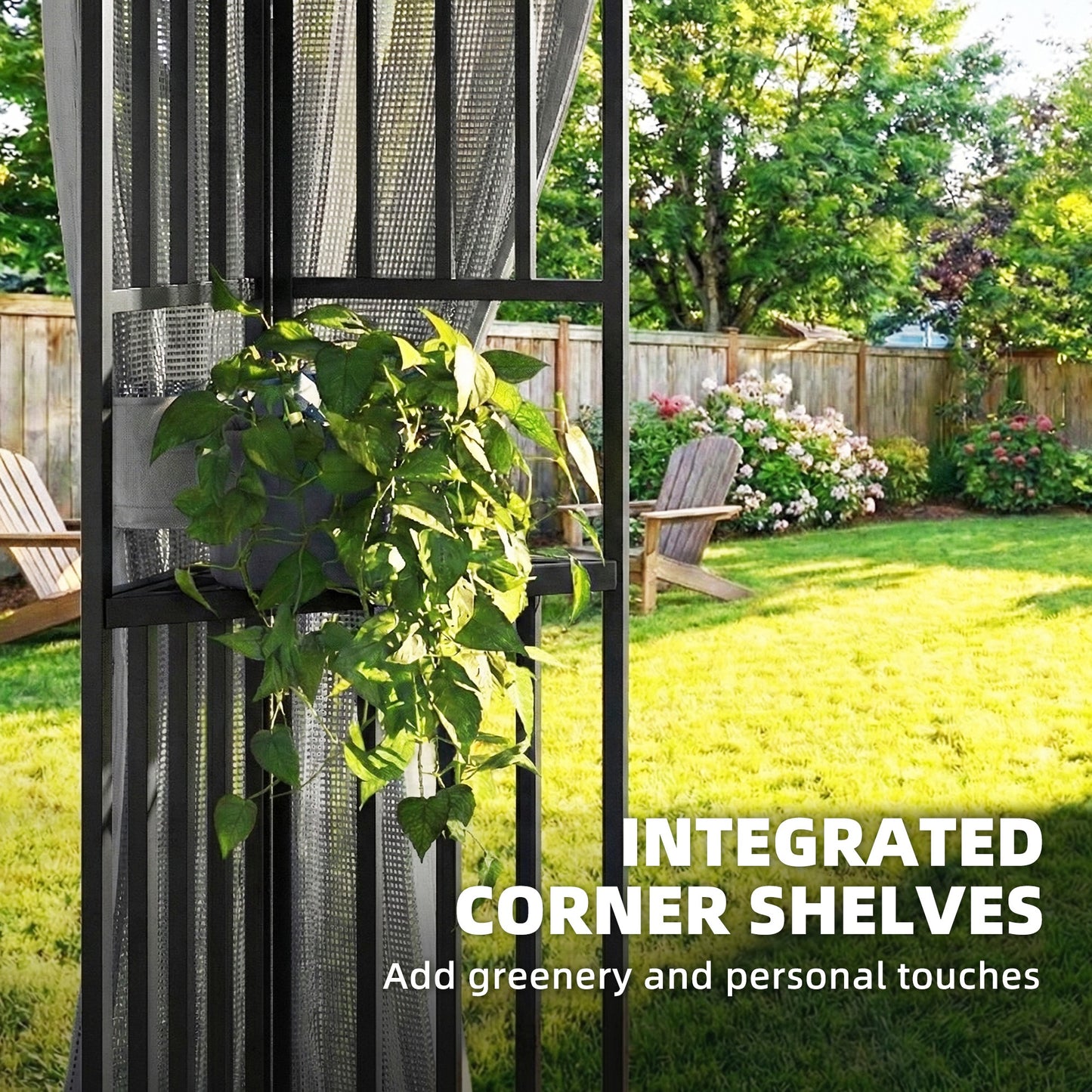 3.3 x 3.3 m Outdoor Garden Gazebo with Post Shelves