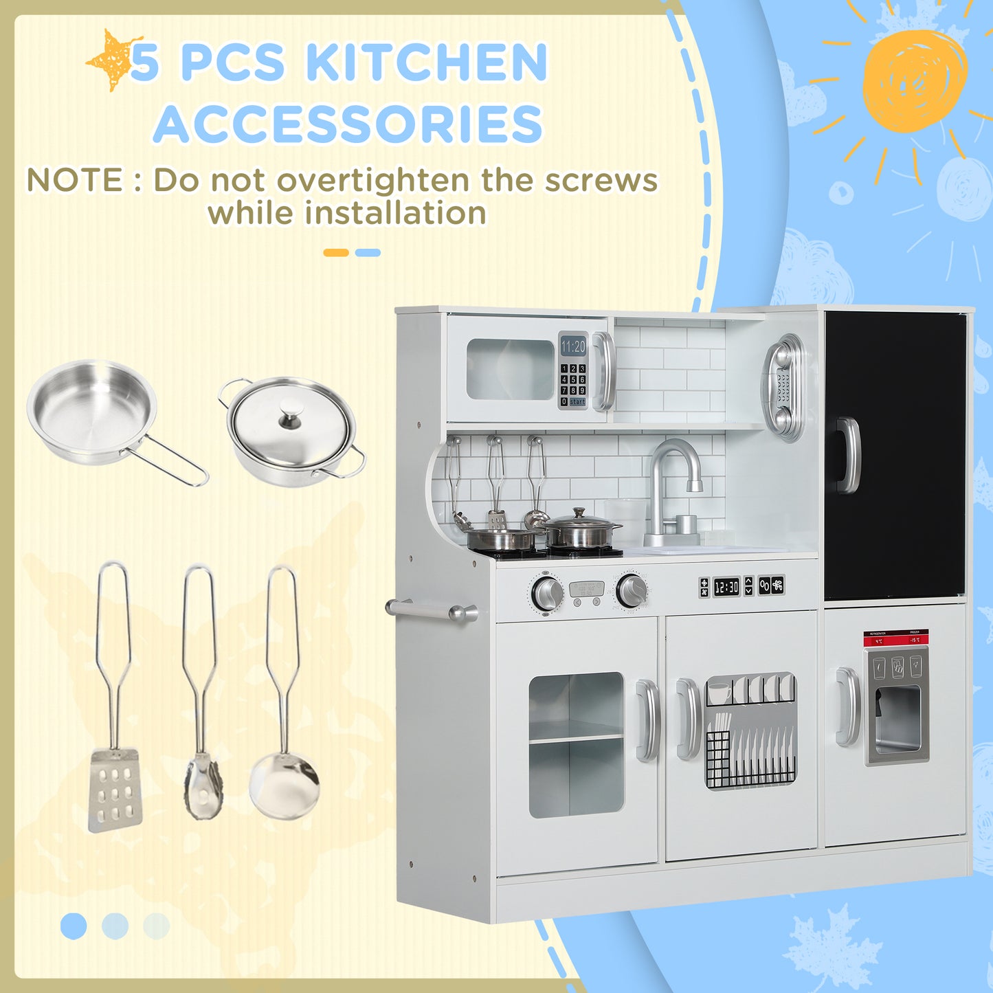Pretend Play Kitchen, Kids Kitchen Playset, with Toy Phone