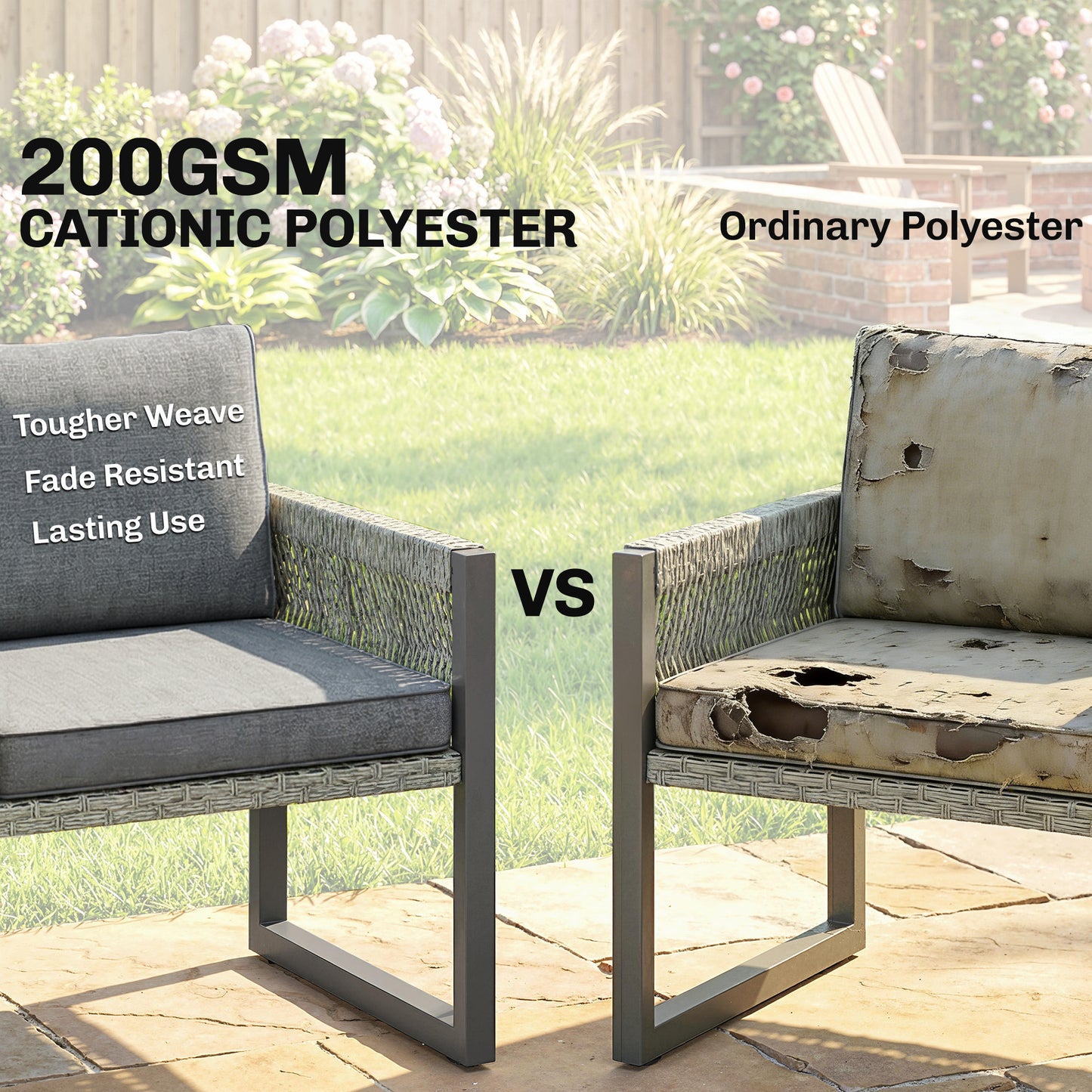 6 Seater Rattan Garden Furniture Set with 3 Loveseats, Table