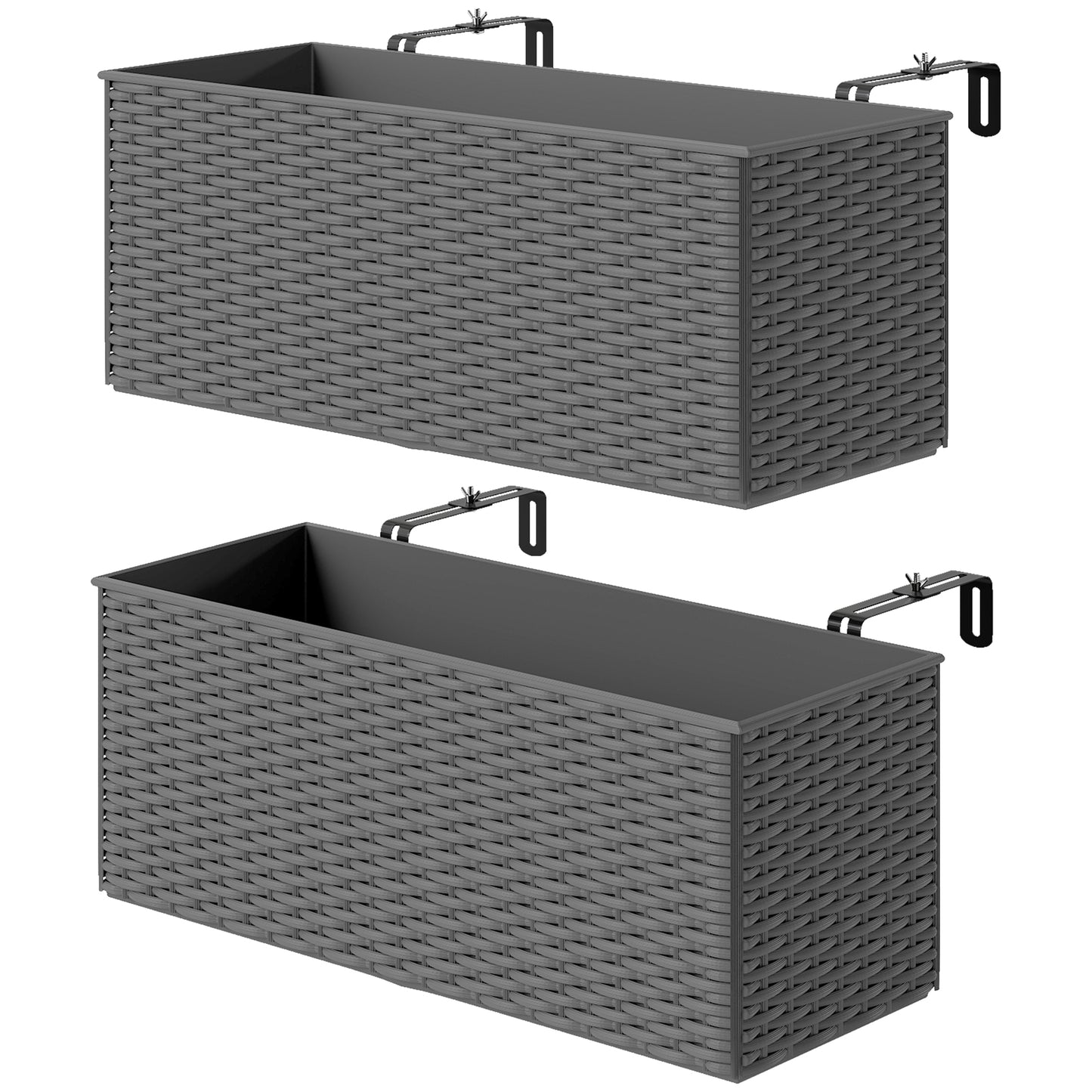 Set of Two Rattan-Effect Planters (1)