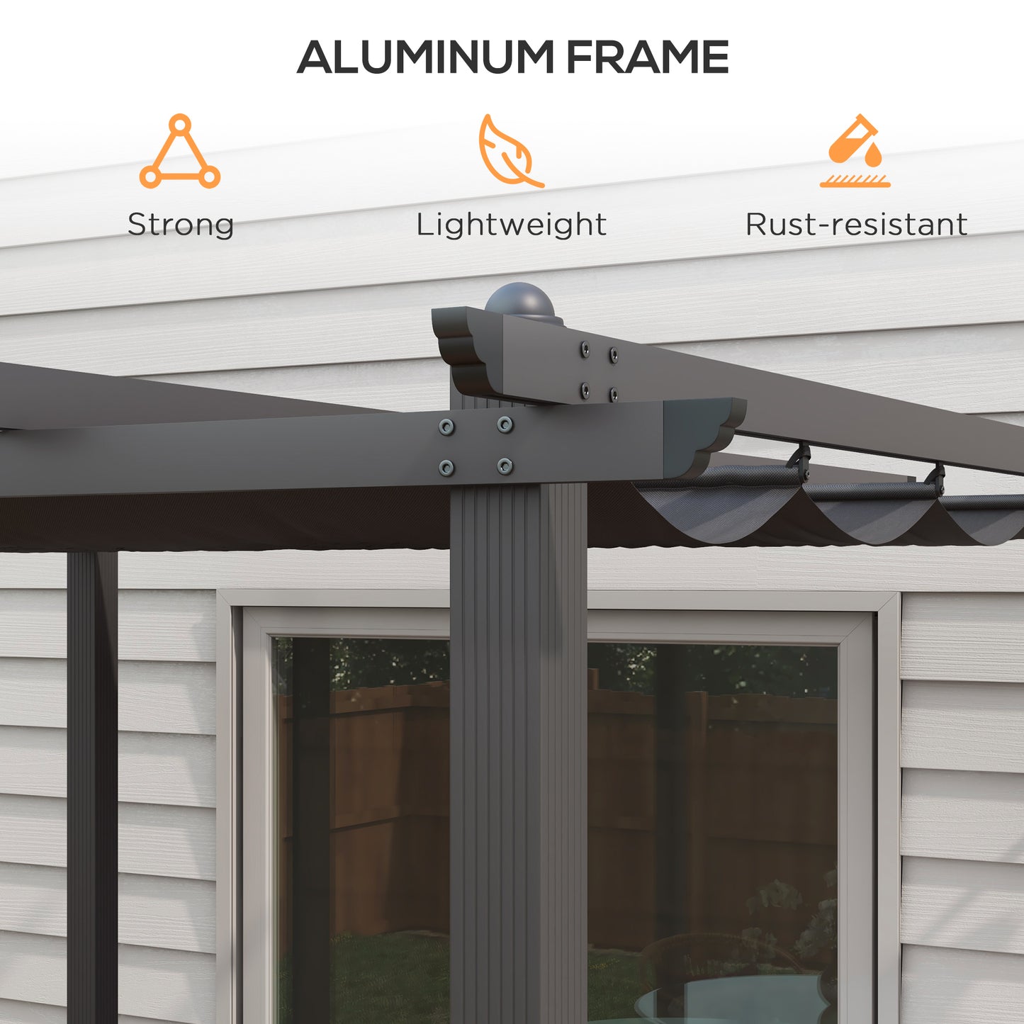 3 x 3m Aluminium Pergola with Retractable Roof and L4 Wind-proof