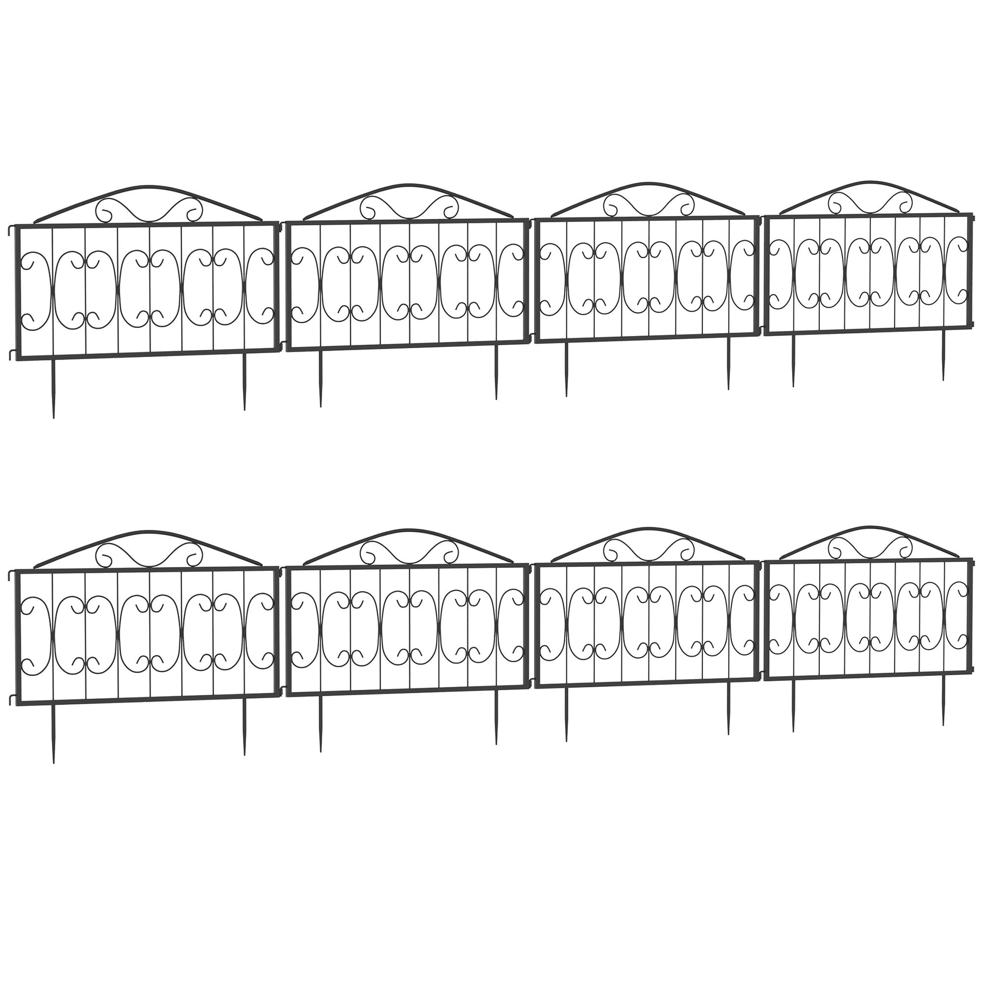 Decorative Garden Fencing, 8PCs Outdoor Picket Fence Panels