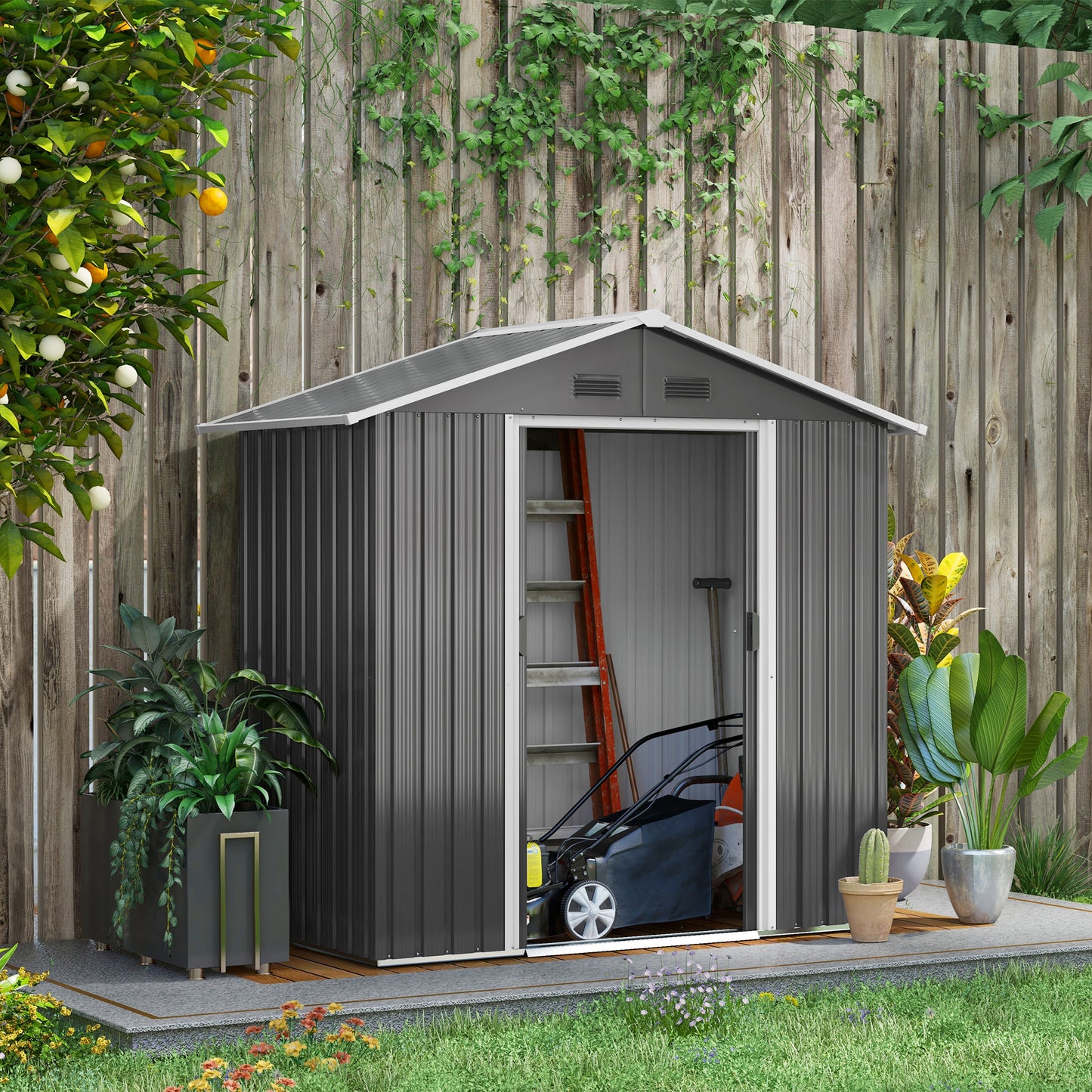 6.5x3.5ft Metal Garden Storage Shed for Outdoor Tool Storage