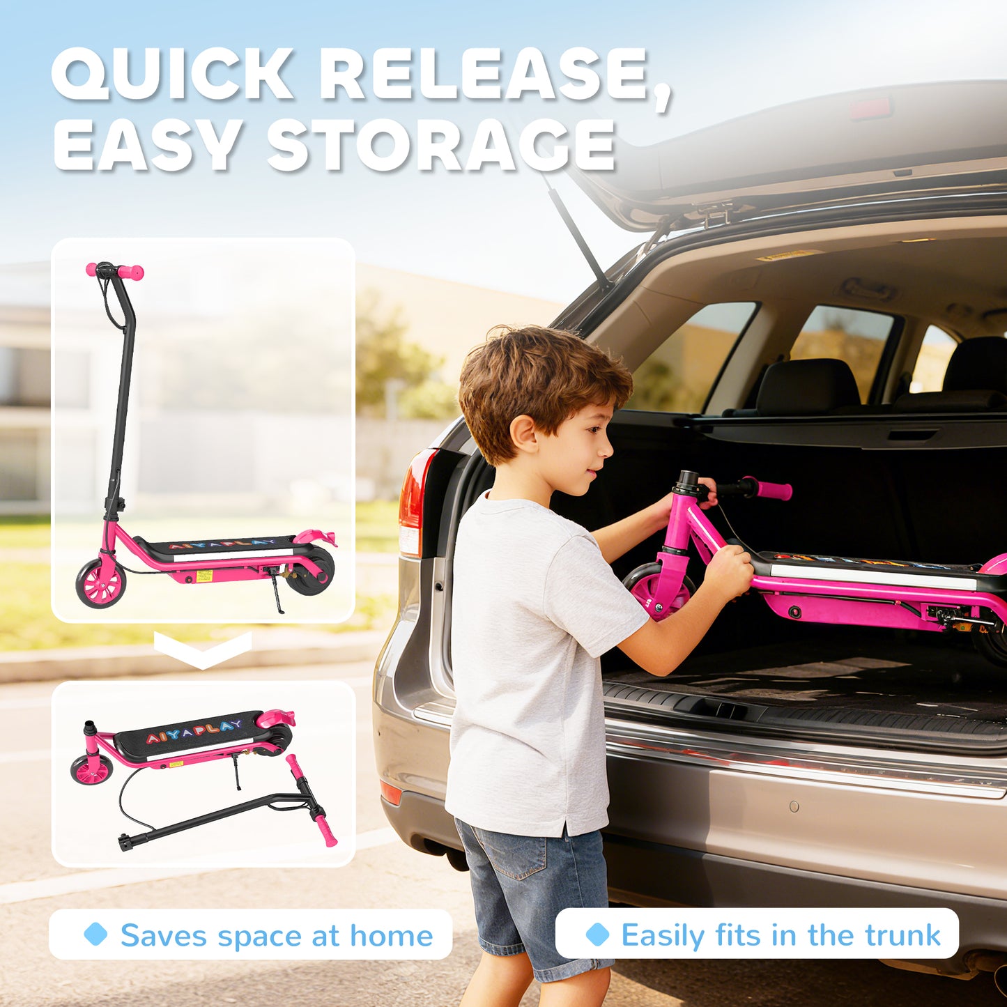 Electric Scooter for Kids Aged 6-14 Years, with Colourful Lights