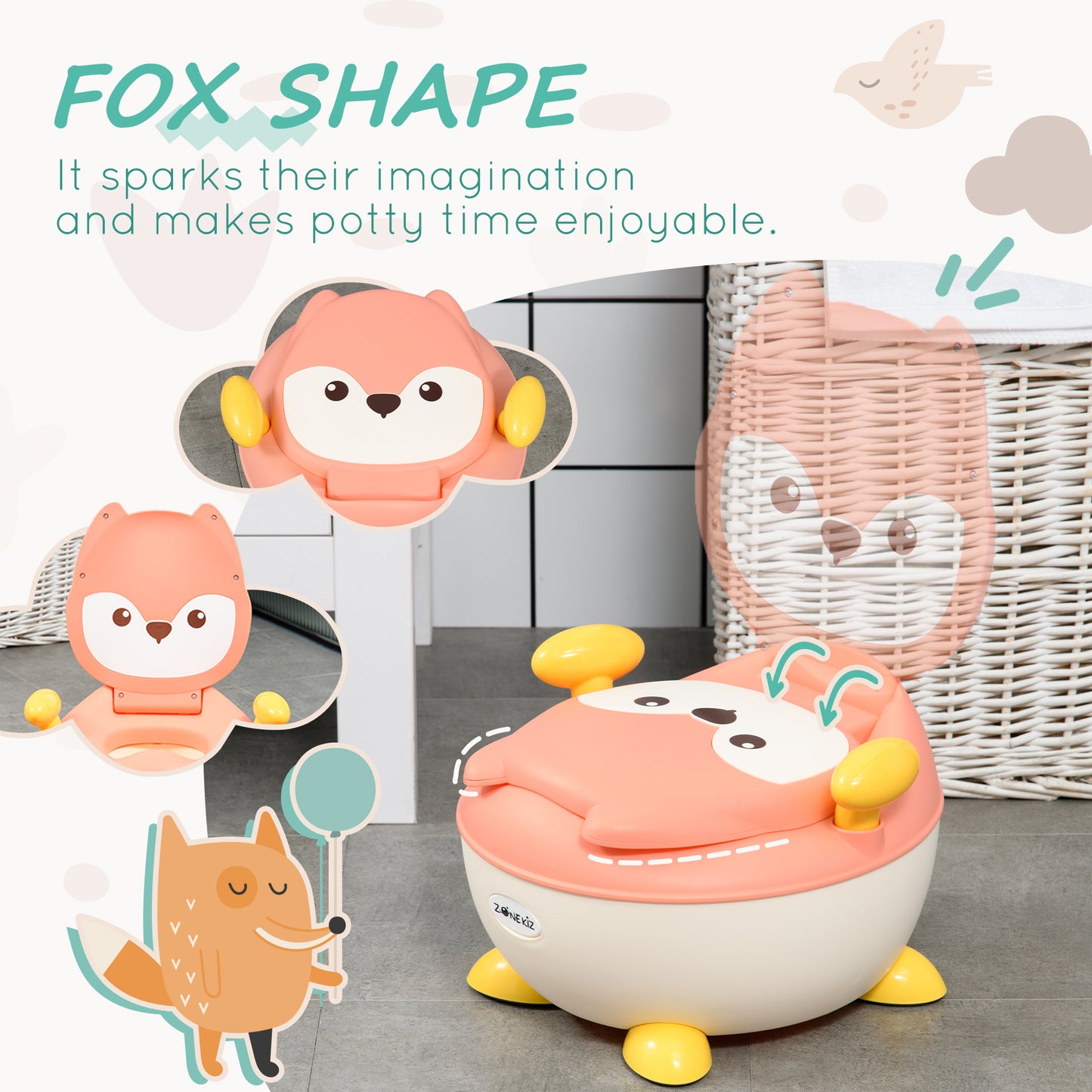 Baby Potty Training Toilet with Splash Guard, Anti-Tip Feet