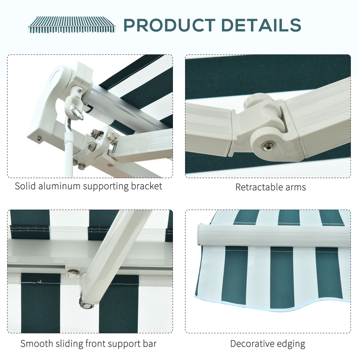 3 x 2.5m Patio Awning, Anti-UV and Waterproof Sun Shade Canopy
