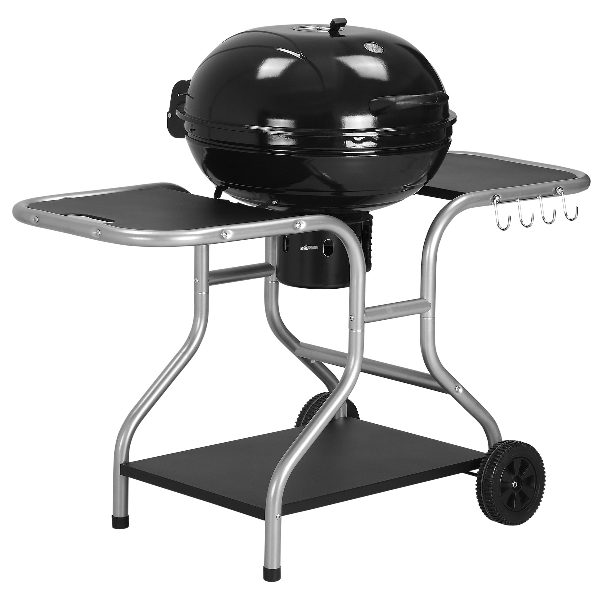 Portable Charcoal Kettle Grill Outdoor Barbecue Trolley BBQ Heat