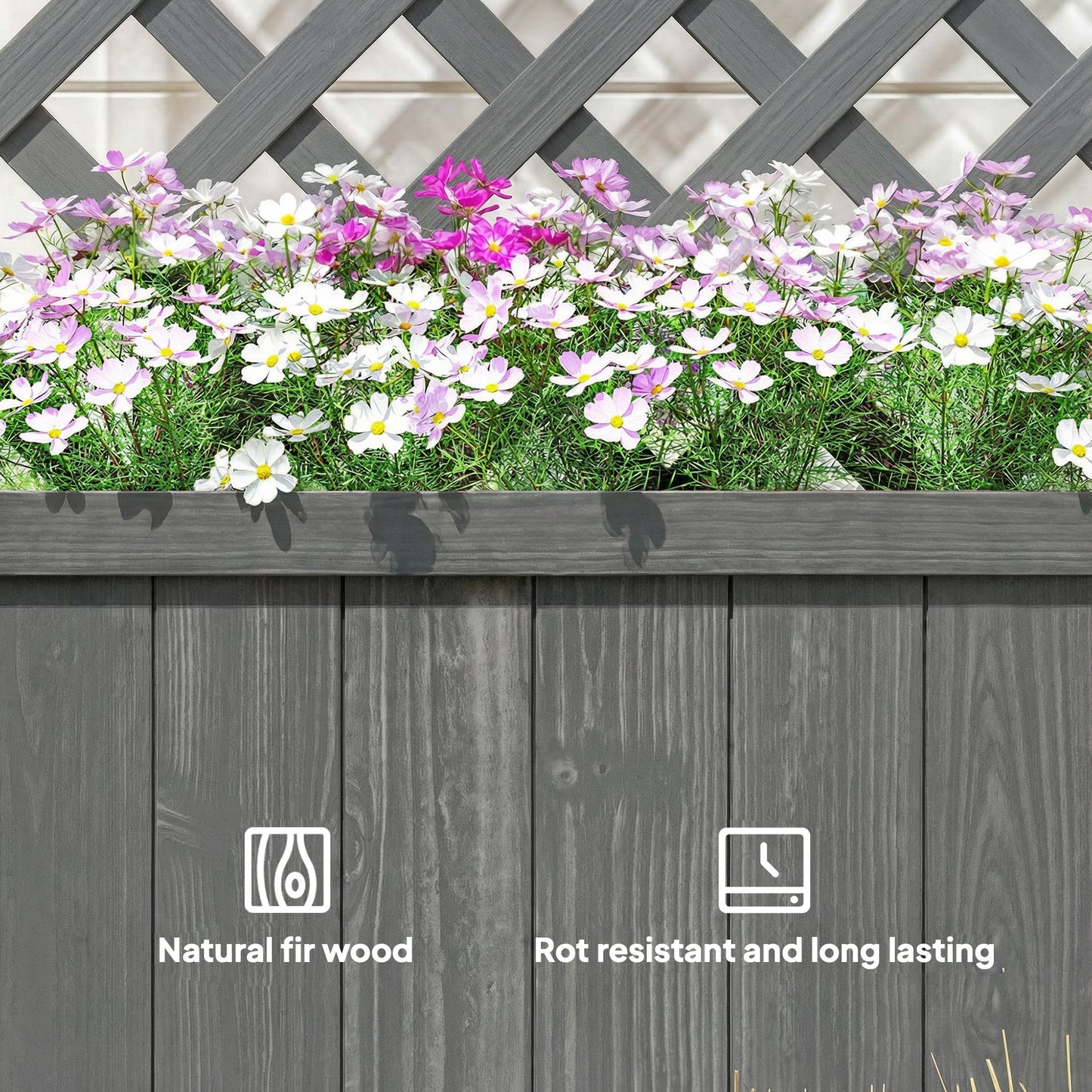 Wood Planter with Trellis for Climbing Plants, Raised Bed