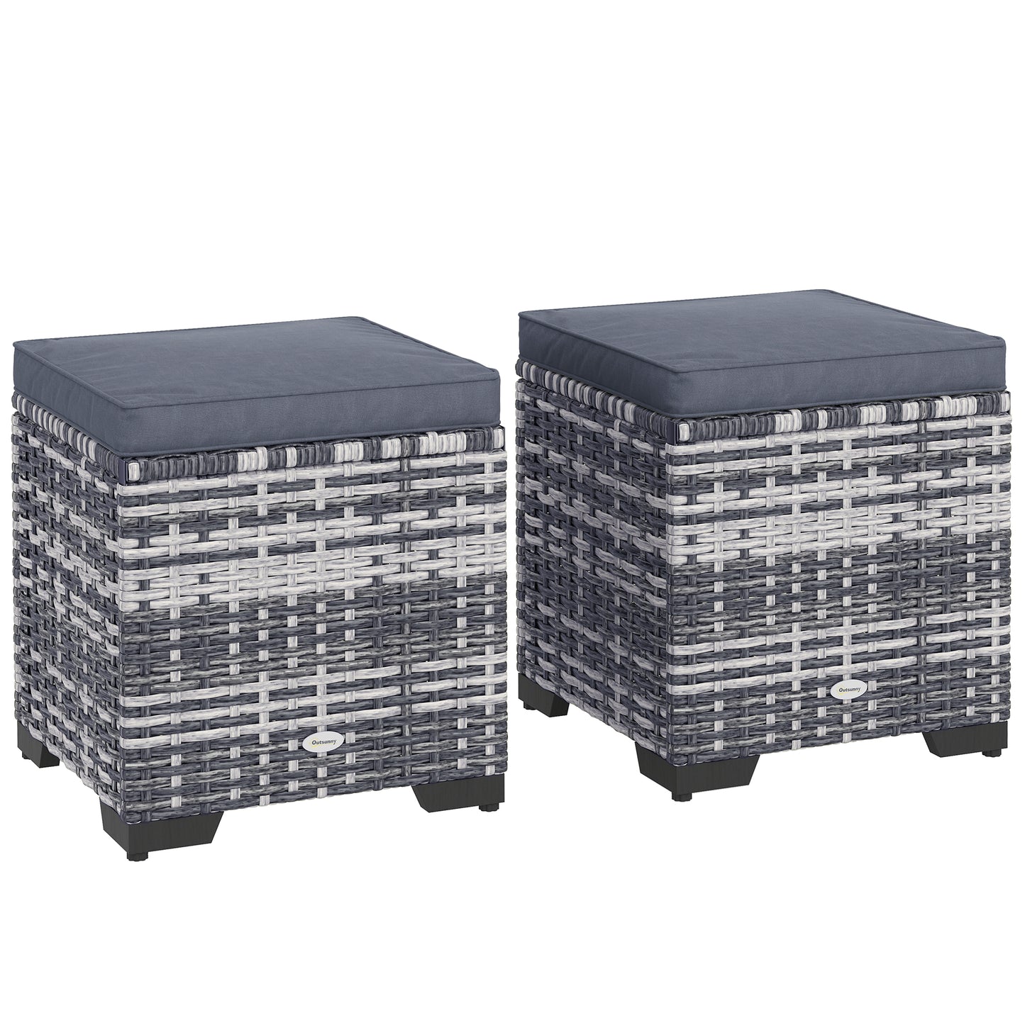 Set of 2 Rattan Storage Ottoman