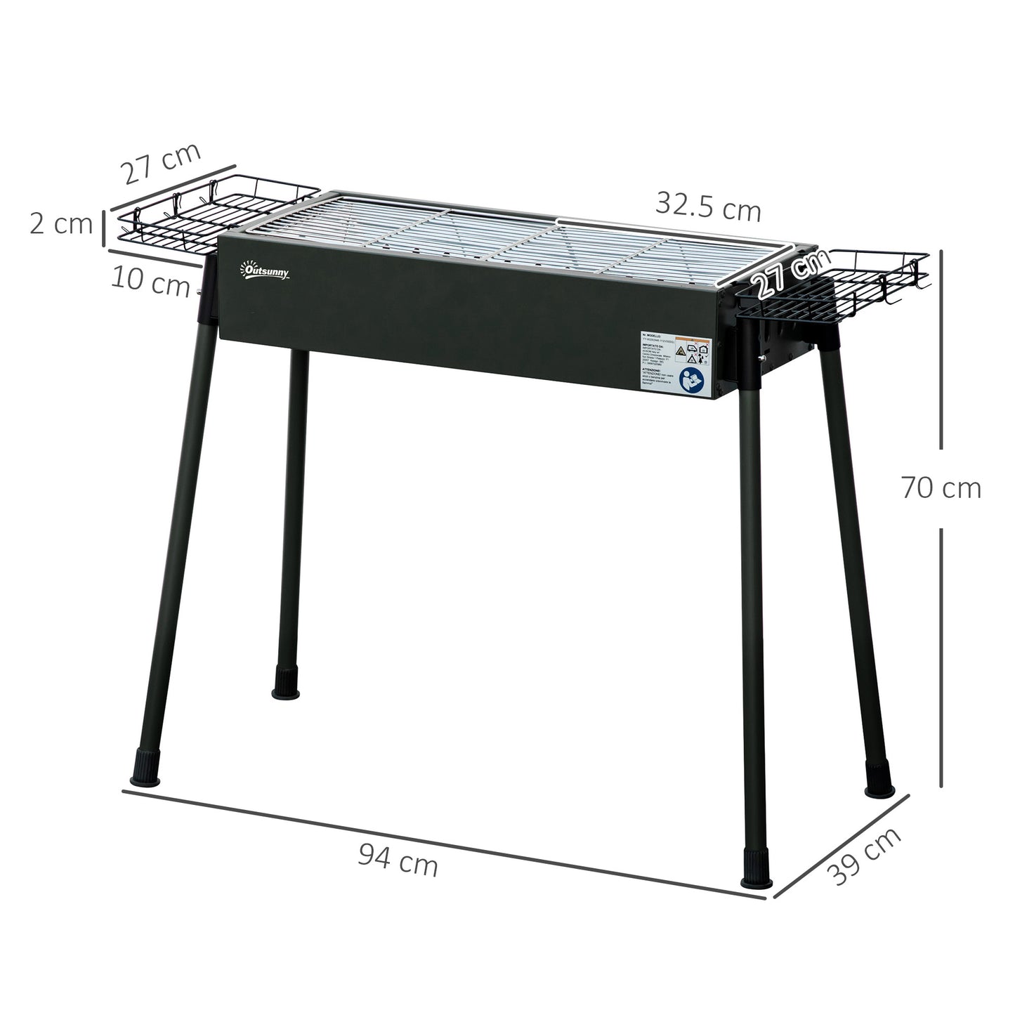Portable Charcoal BBQ Grill with Seasoning Baskets