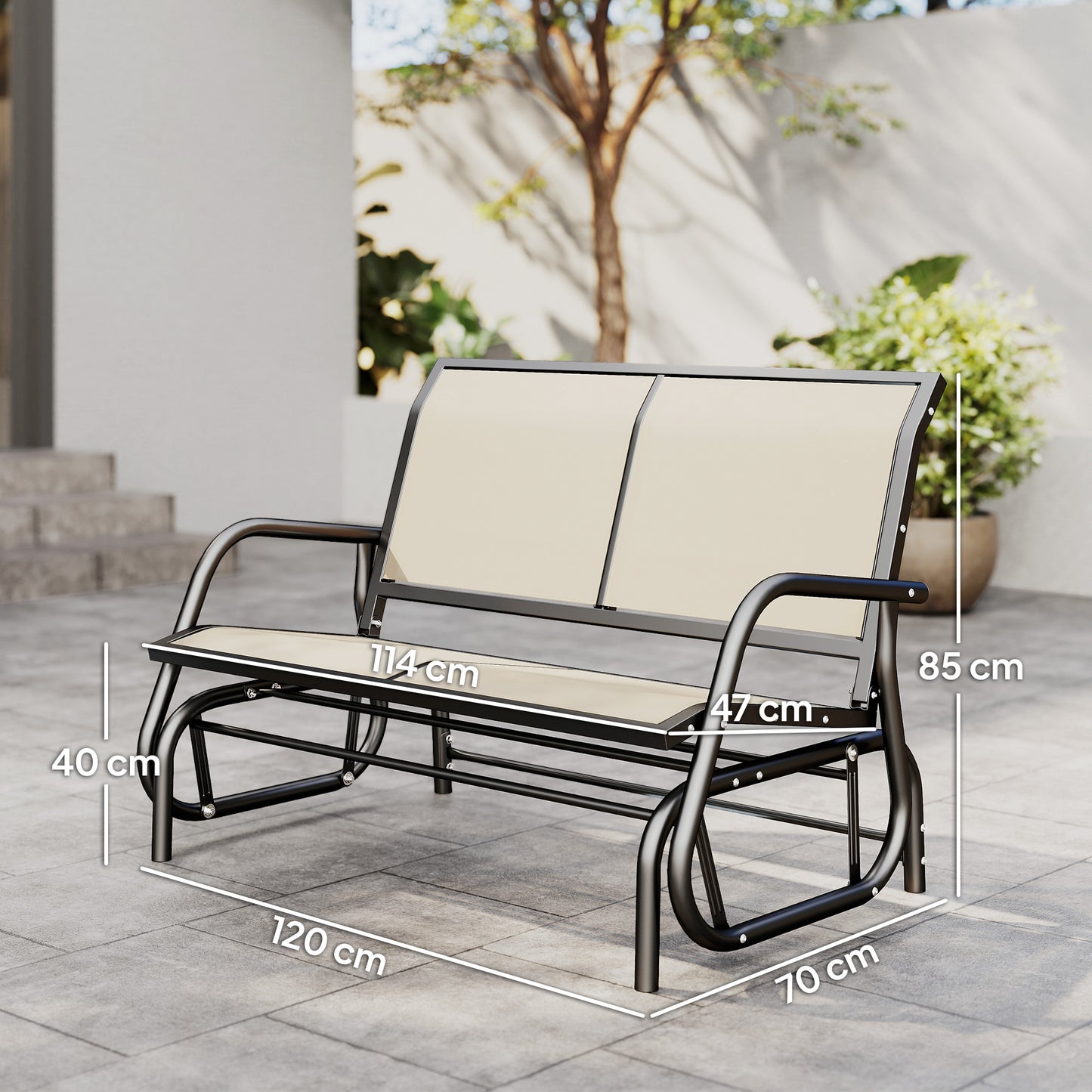 2-Person Outdoor Glider Bench Patio Double Swing Gliding Chair (1)