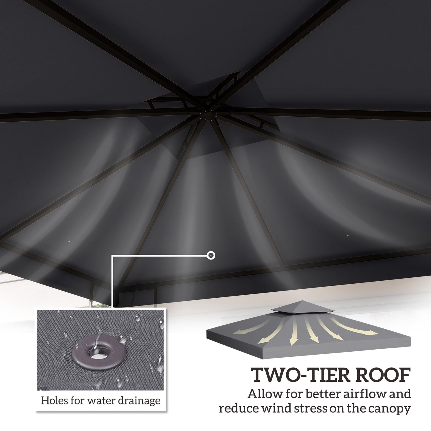 3(m) Gazebo Top Cover Double Tier Canopy Replacement Pavilion Roof