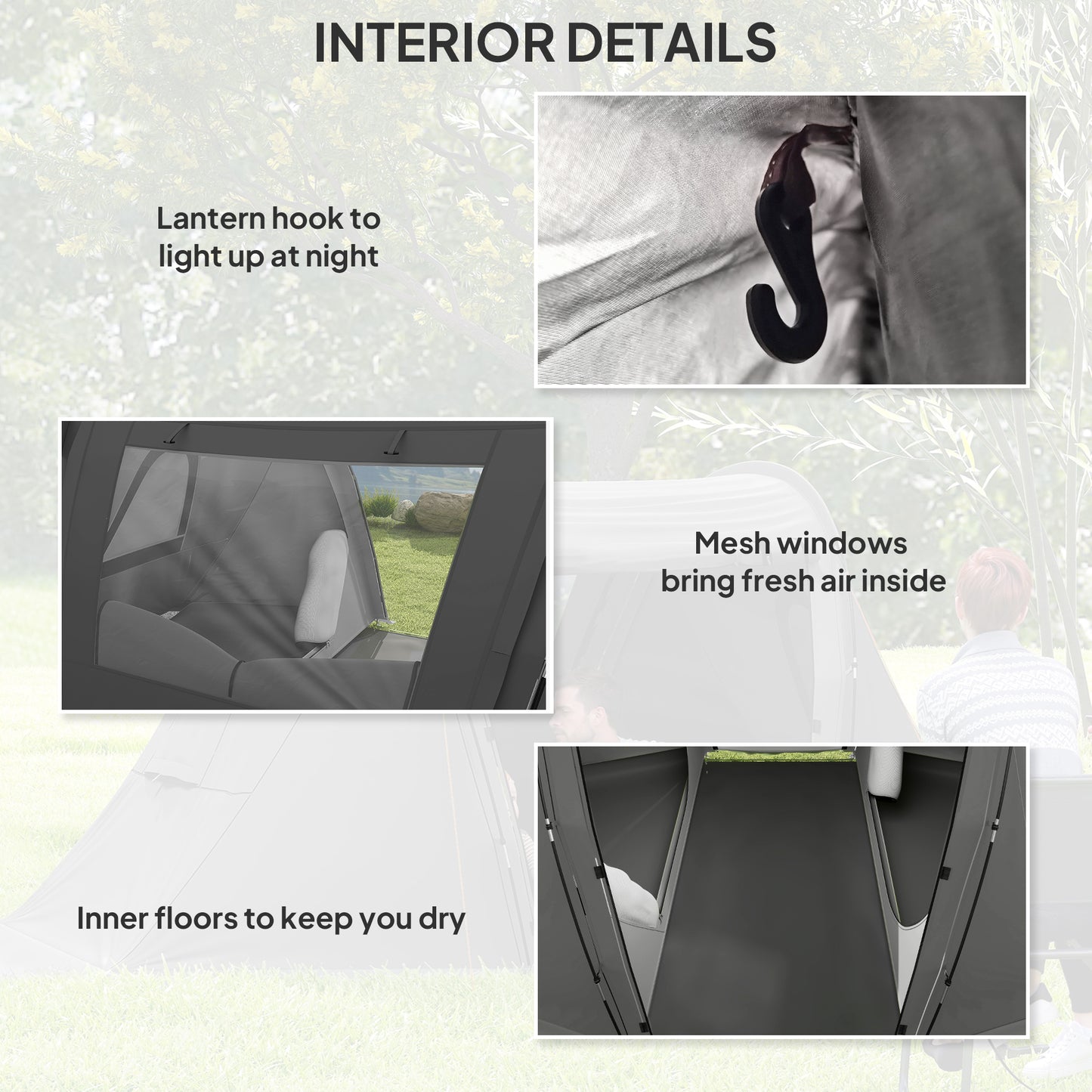 3 Man Camping Tent with Living Area and 2 Bedrooms