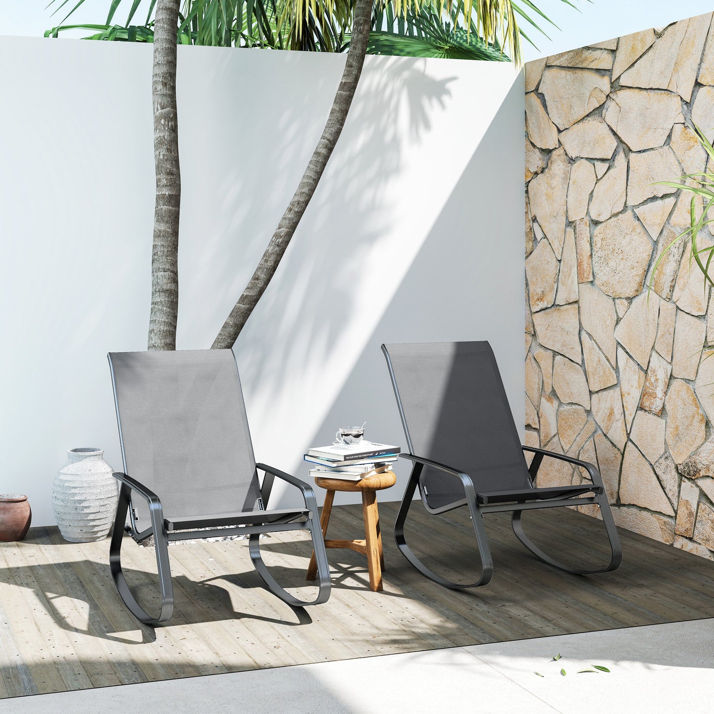 Set of Two Rocking Garden Chairs