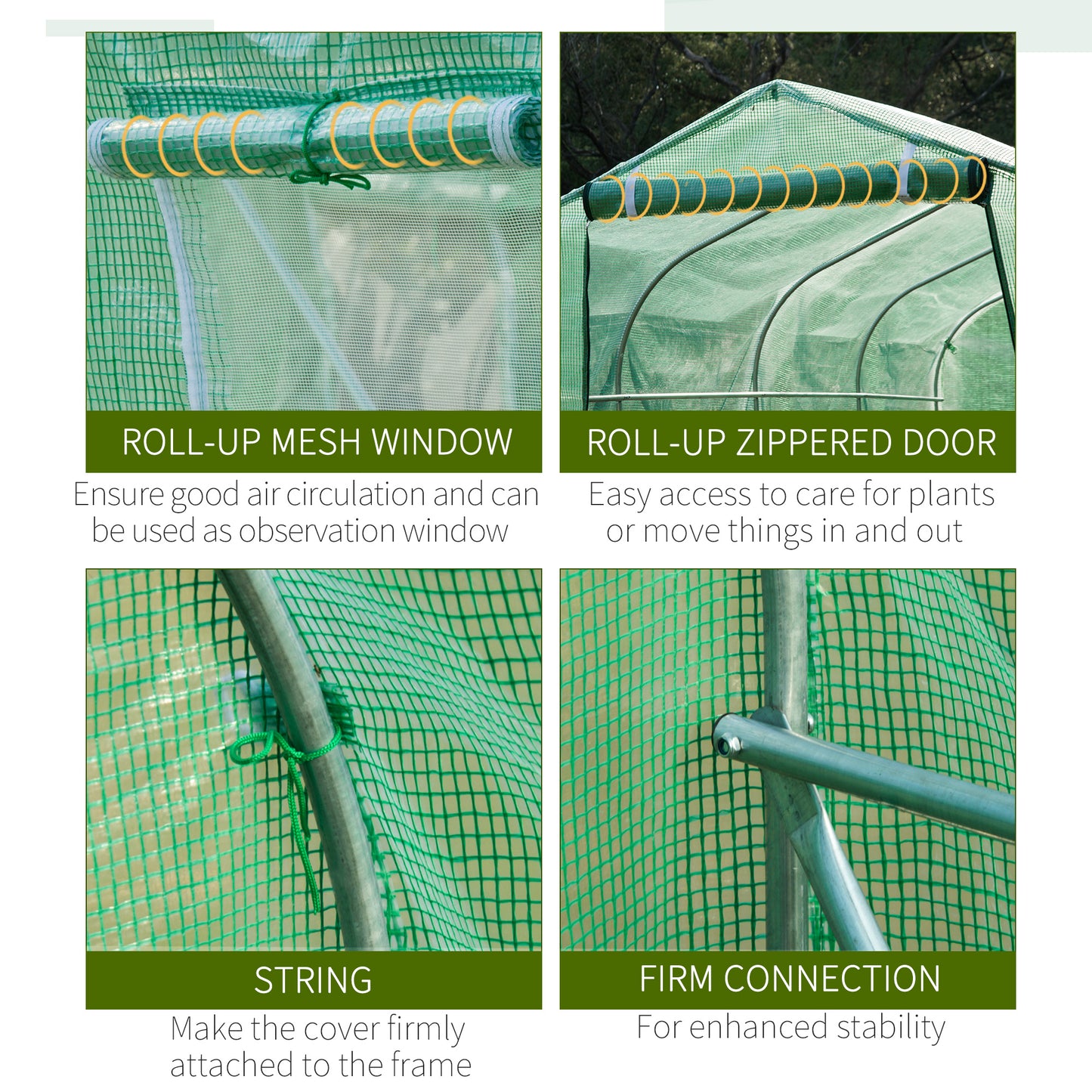 Polytunnel Greenhouse with Windows and Door