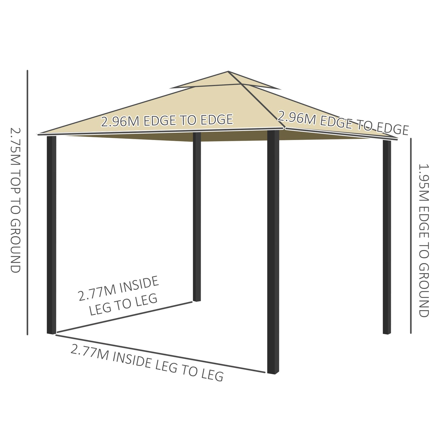 3 x 3(m) Patio Gazebo Canopy Garden Pavilion Tent Shelter (1)