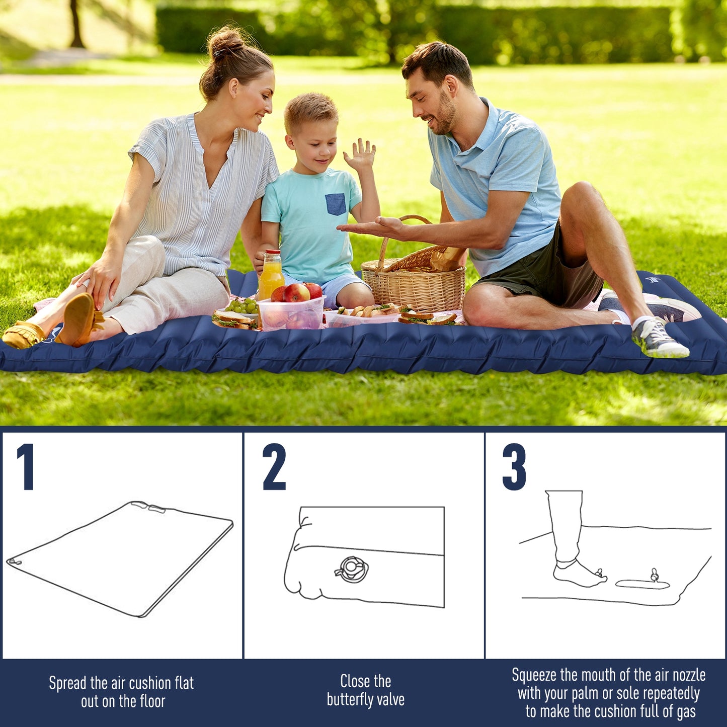 Camping Tent with Inflatable Mattress and Camping Table&Chair