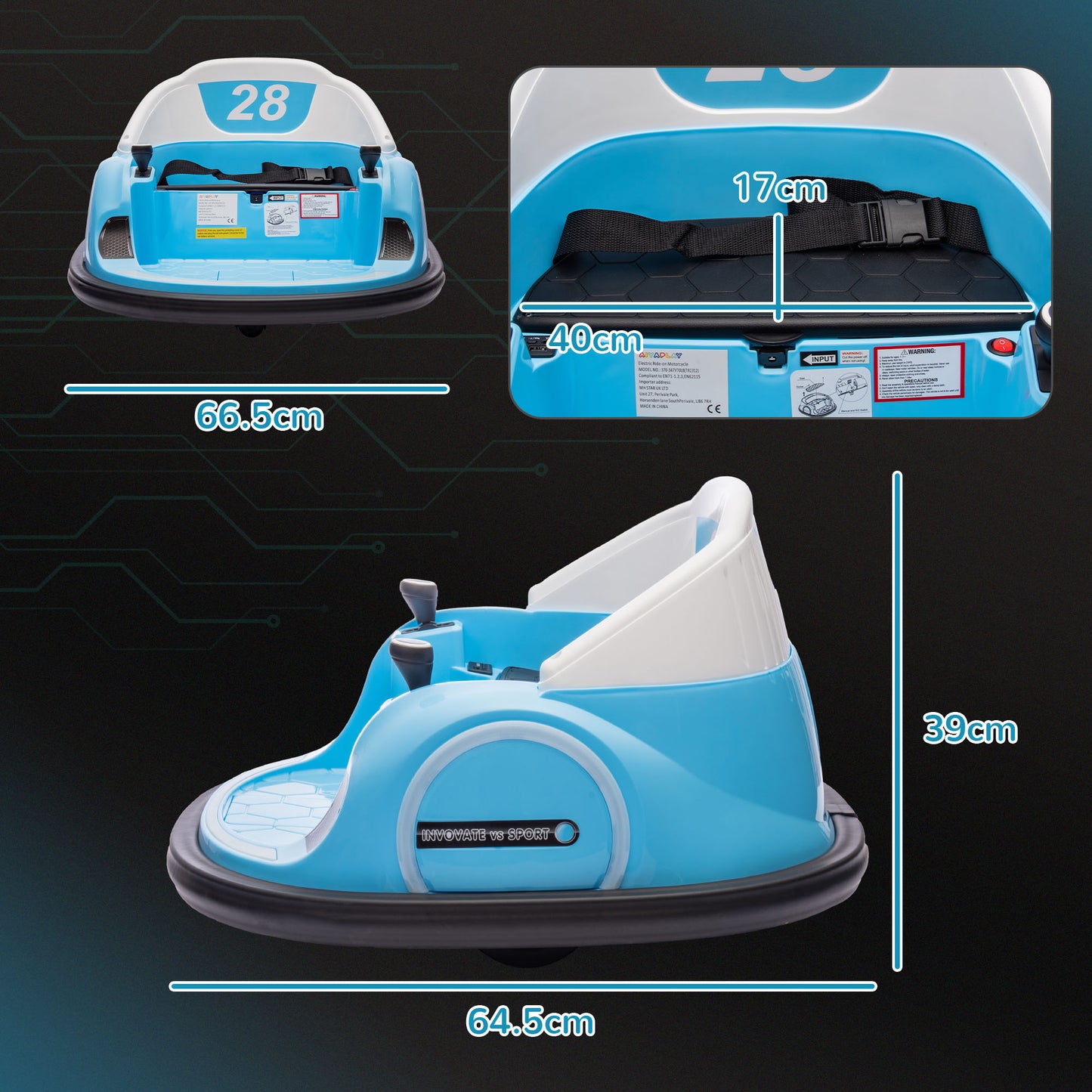 360° Rotation Kids Bumper Car, 12V Waltz Car with Remote Control