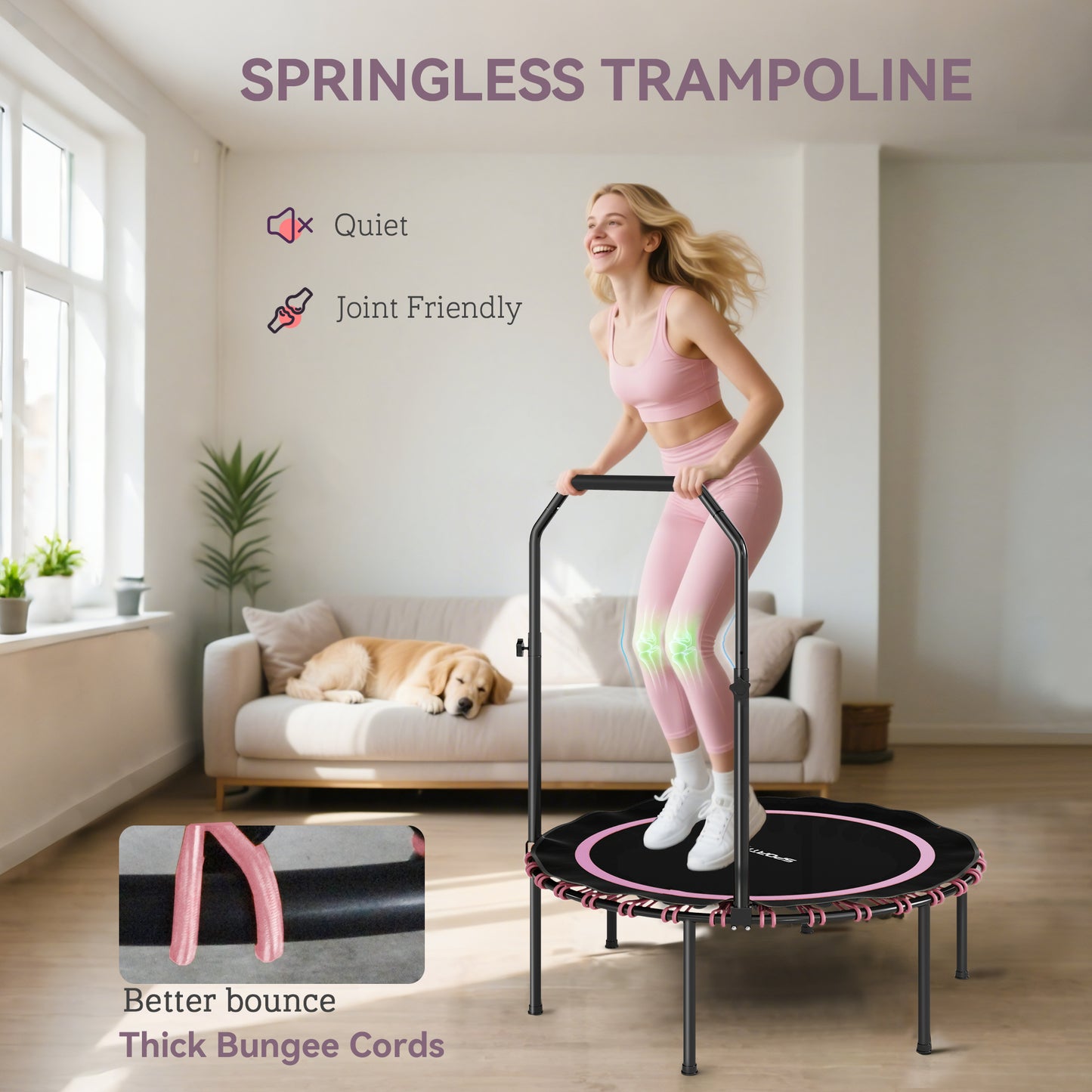 40" Foldable Fitness Trampoline Rebounder with Handle