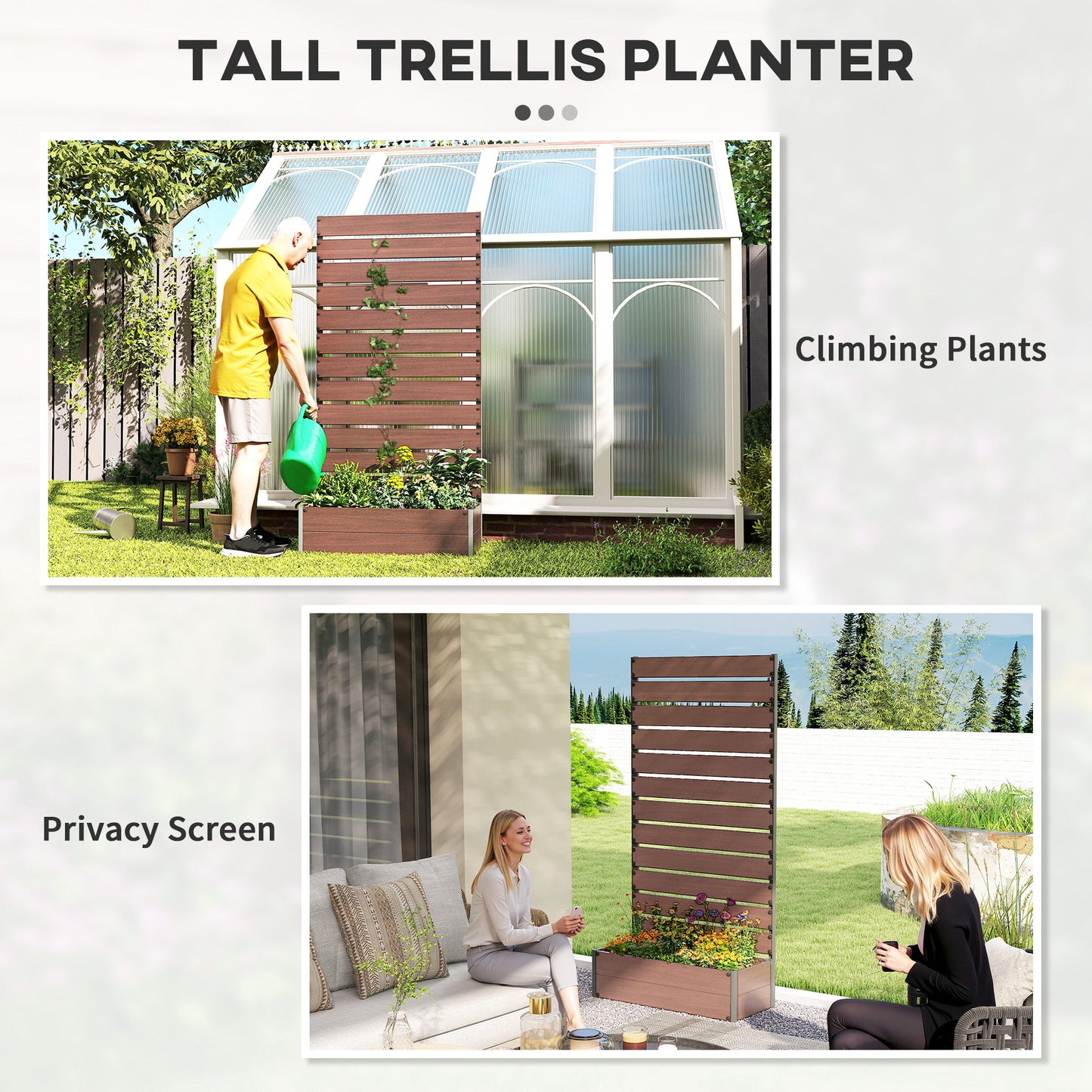 Raised Bed for Garden, Planter with Trellis for Climbing Plants