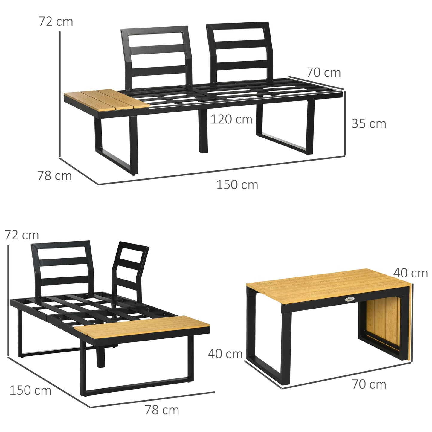 3 Pieces Patio Furniture Set