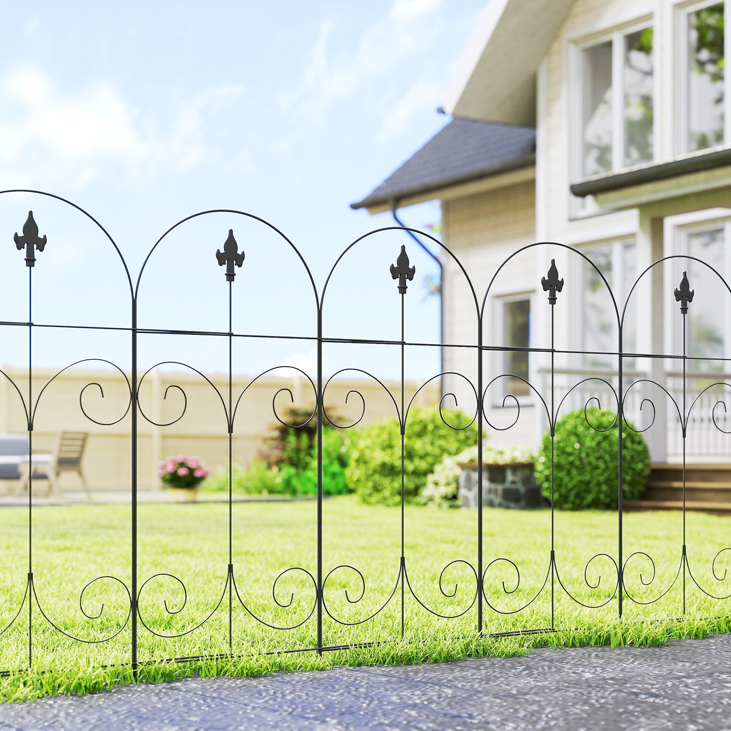 Decorative Garden Fencing, 8PCs 44in x 12.5ft Outdoor Picket Fence