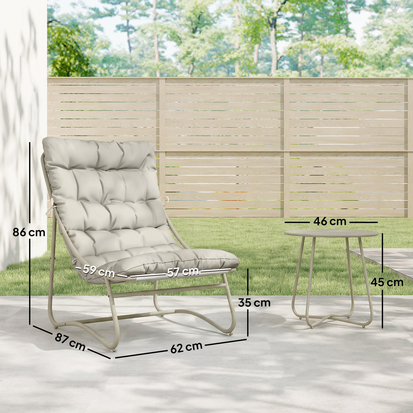 3 Piece Garden Bistro Set, Round Outdoor Bistro Table and Chairs Set