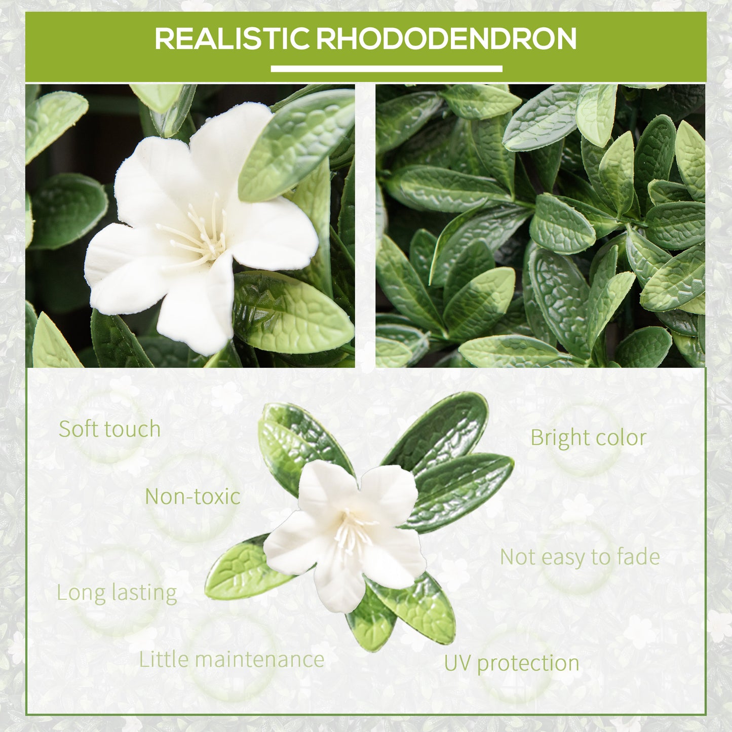 12PCS Artificial Boxwood Wall Panels 50cm x 50cm Rhododendron