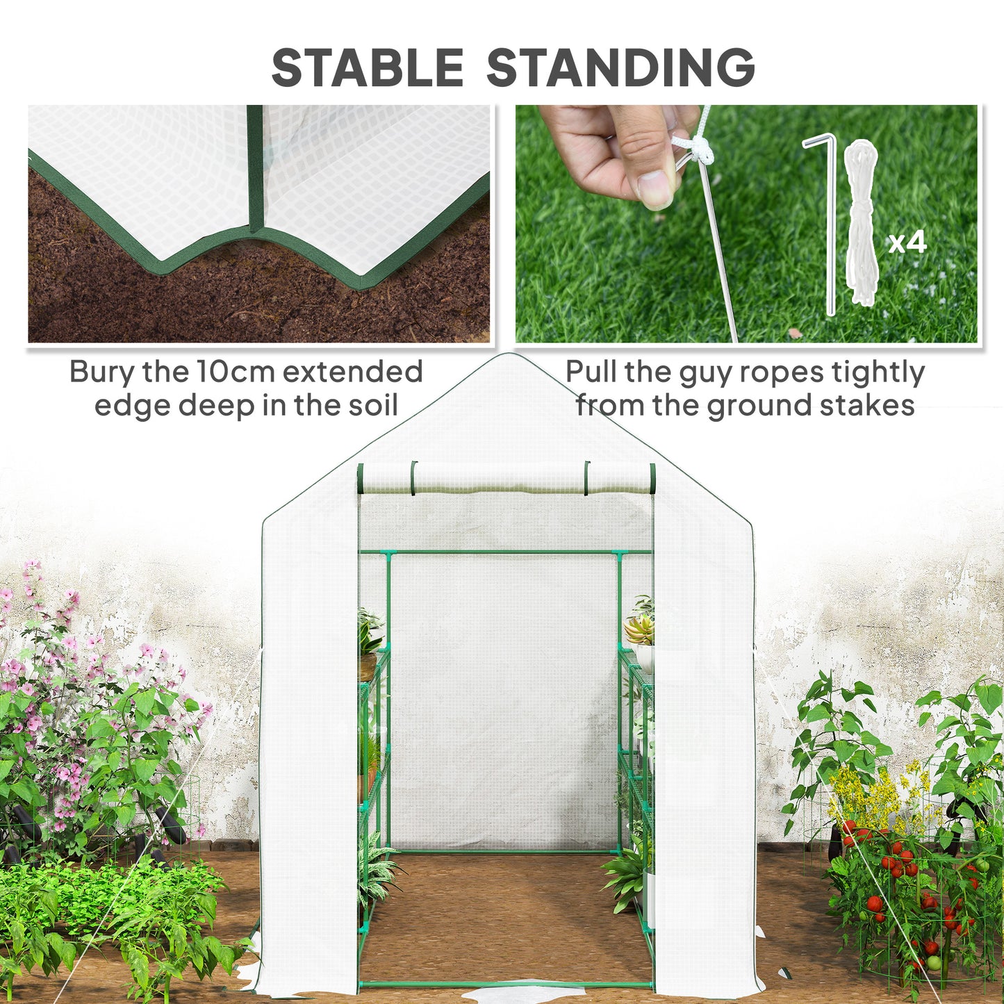 Walk-in Greenhouse with 3 Tier 12 Shelves