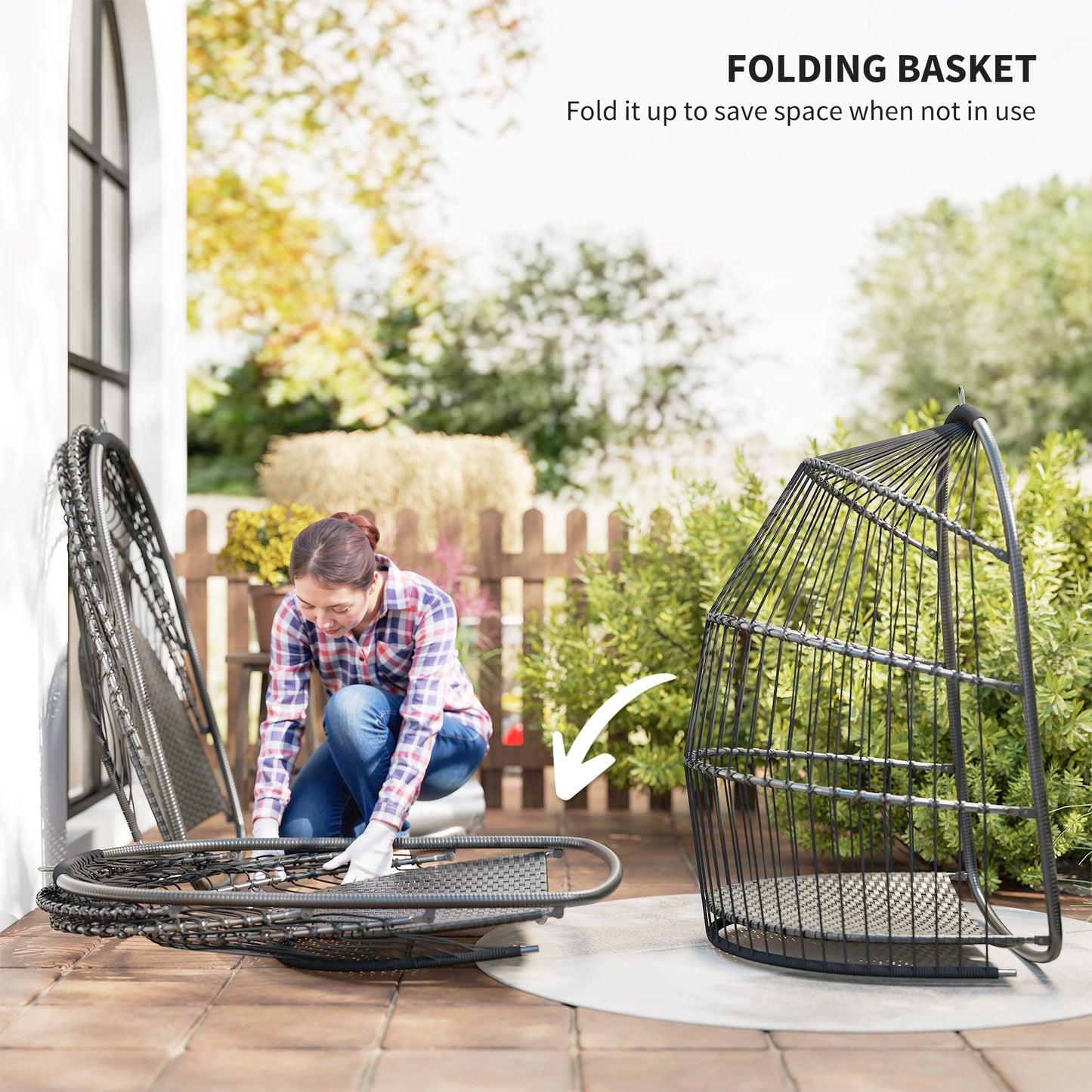 Hanging Egg Chair, Foldable Rattan Garden Swing Chair
