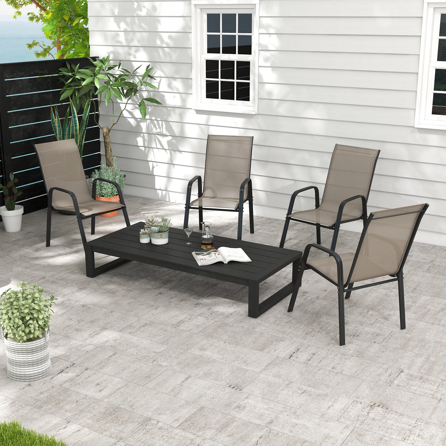 Set of Four Stackable Mesh Seat Chairs (4)