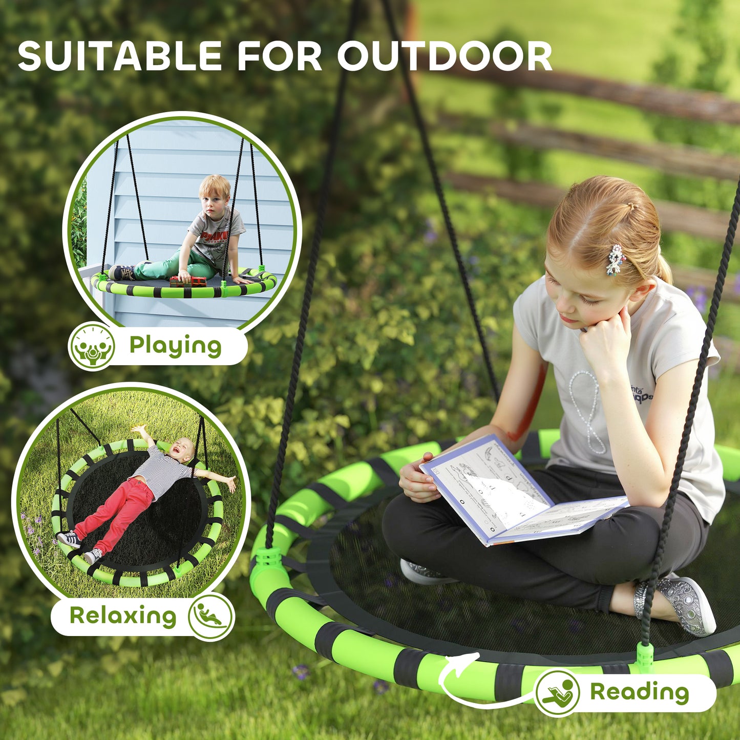 100cm Diameter Kid Nest Swing Seat with Height Adjustable Ropes