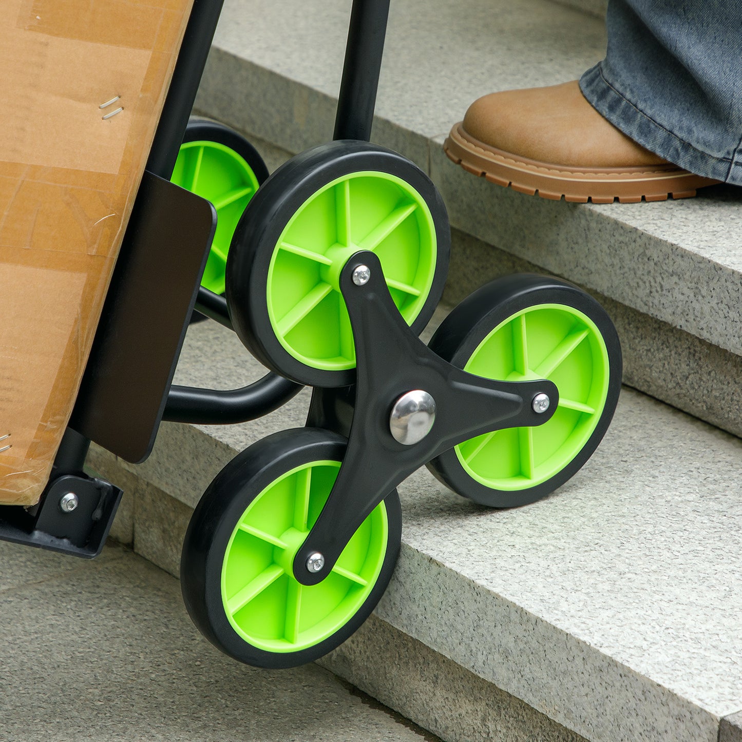 Six-Wheel Folding  Sack Barrow Trolley - Black/Green